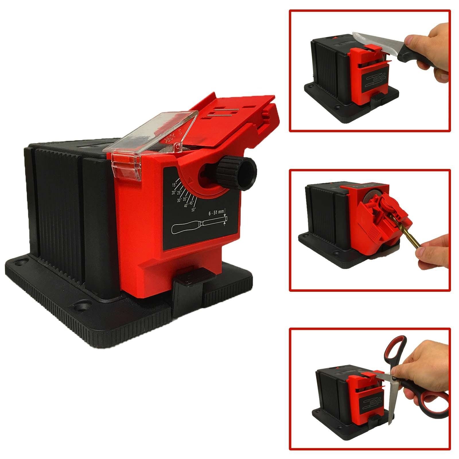 Grafner Schärfstation Schärfstation Schärfgerät universal, für Scheren, Messer (ohne Wellenschliff), Spaten, Bohrer usw., Diamantbesetzte Schleifstein