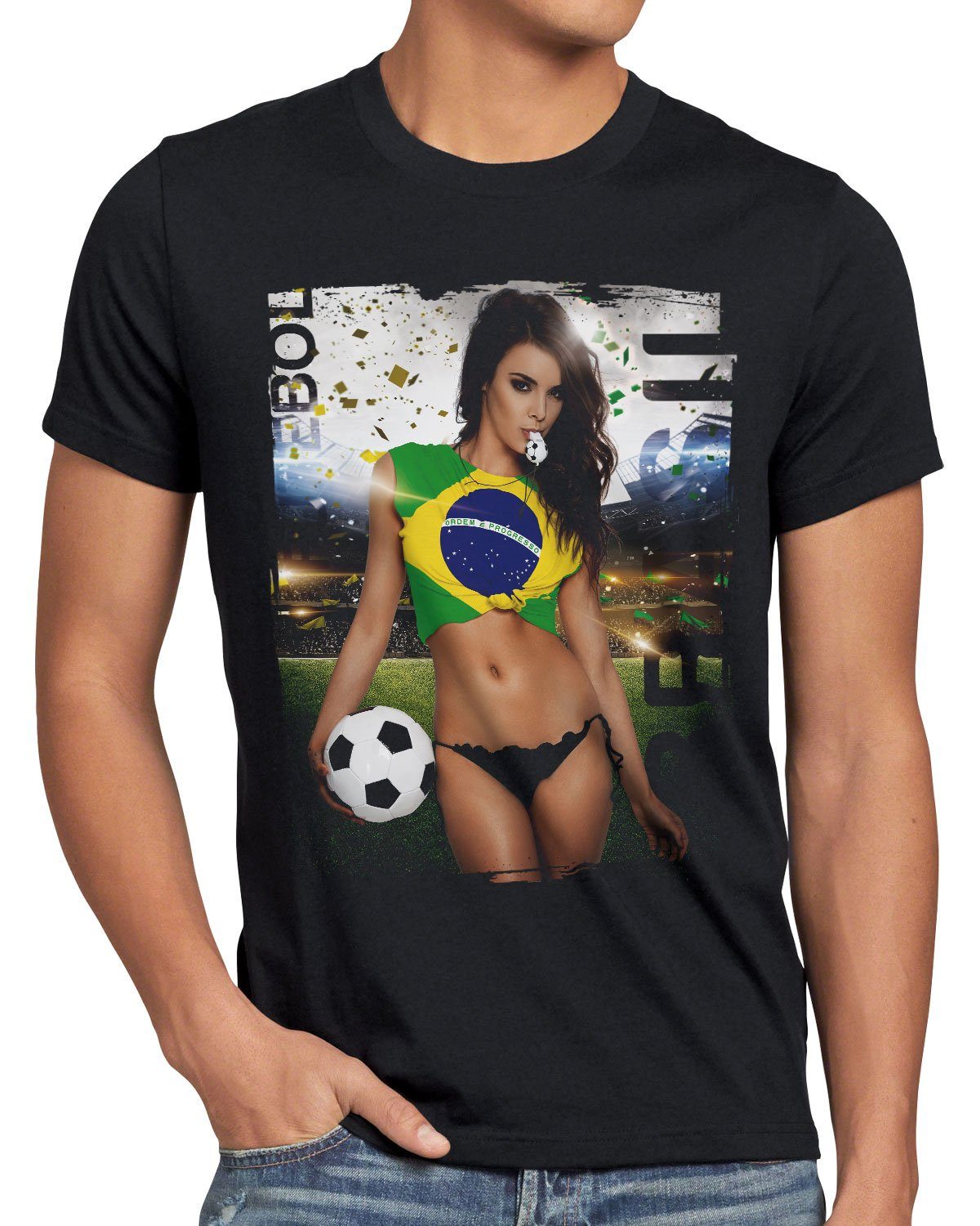 Girl Soccer style3 Print-Shirt Germany Fußball Deutschland Trikot EM Schwarz T-Shirt 2022 Herren