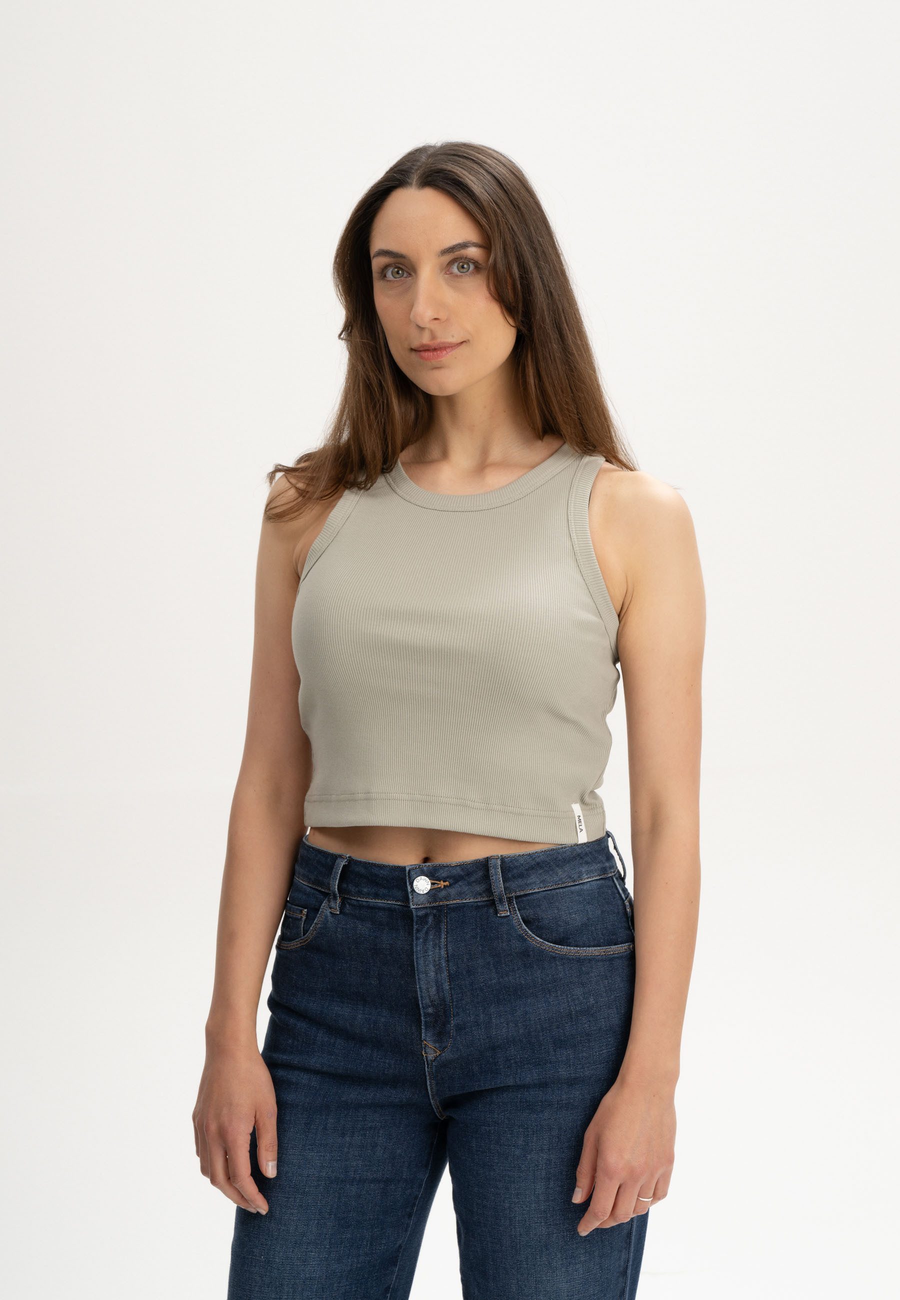 MELA Tanktop Cropped Ripp Tanktop Style PRISHA Ärmellos