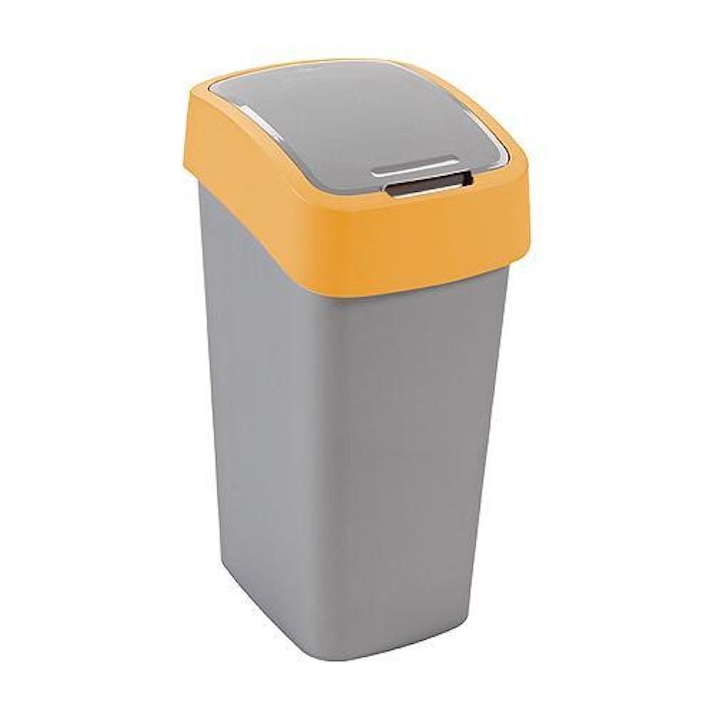 PROREGAL® Mülleimer Abfallbehälter mit Schwing-/Klappdeckel,  10 Liter Fassungsvermögen Gelb