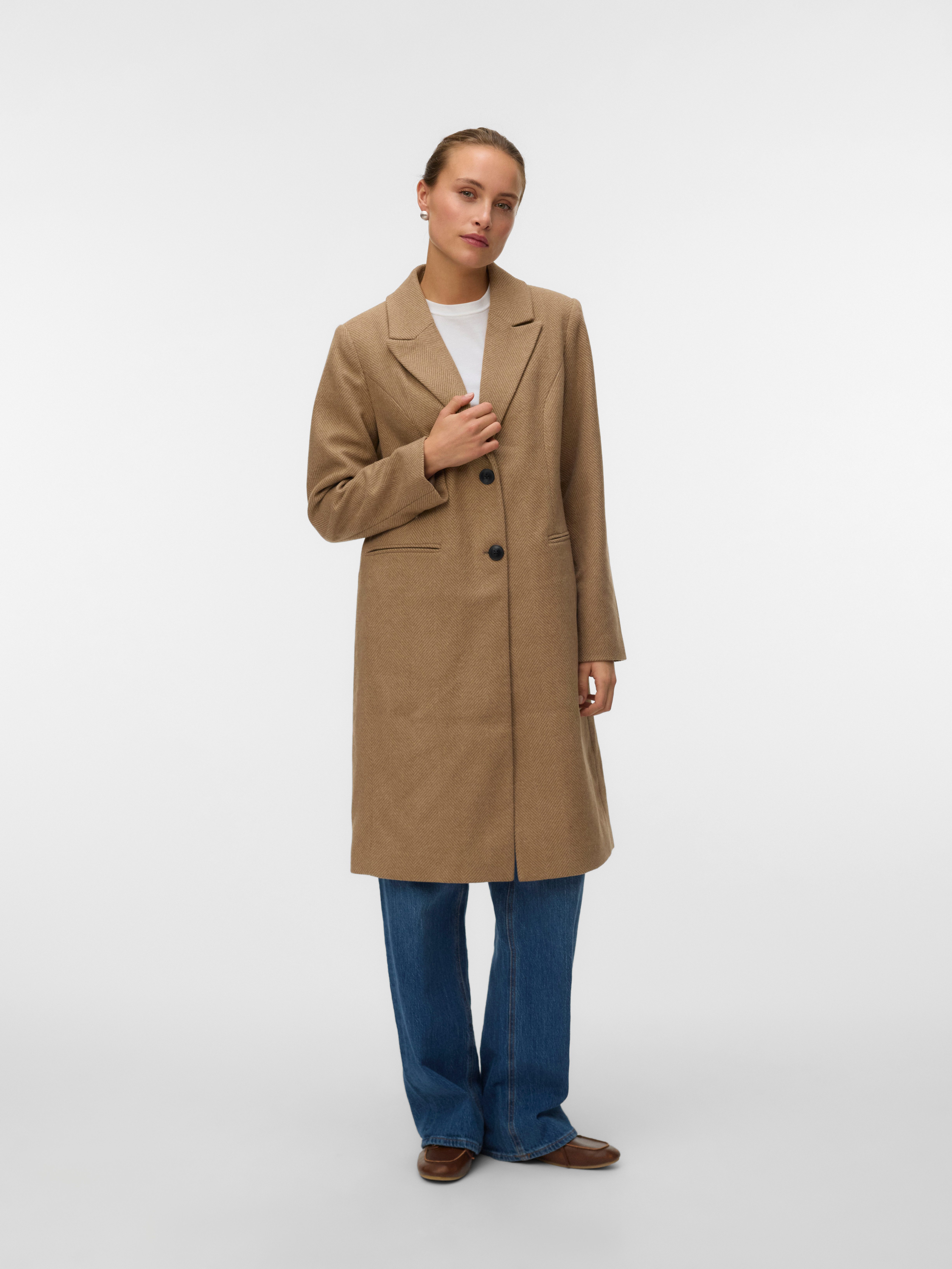 Vero Moda Langmantel VMBLAZA HERINGBONE LONG WOOL COAT GA BOO