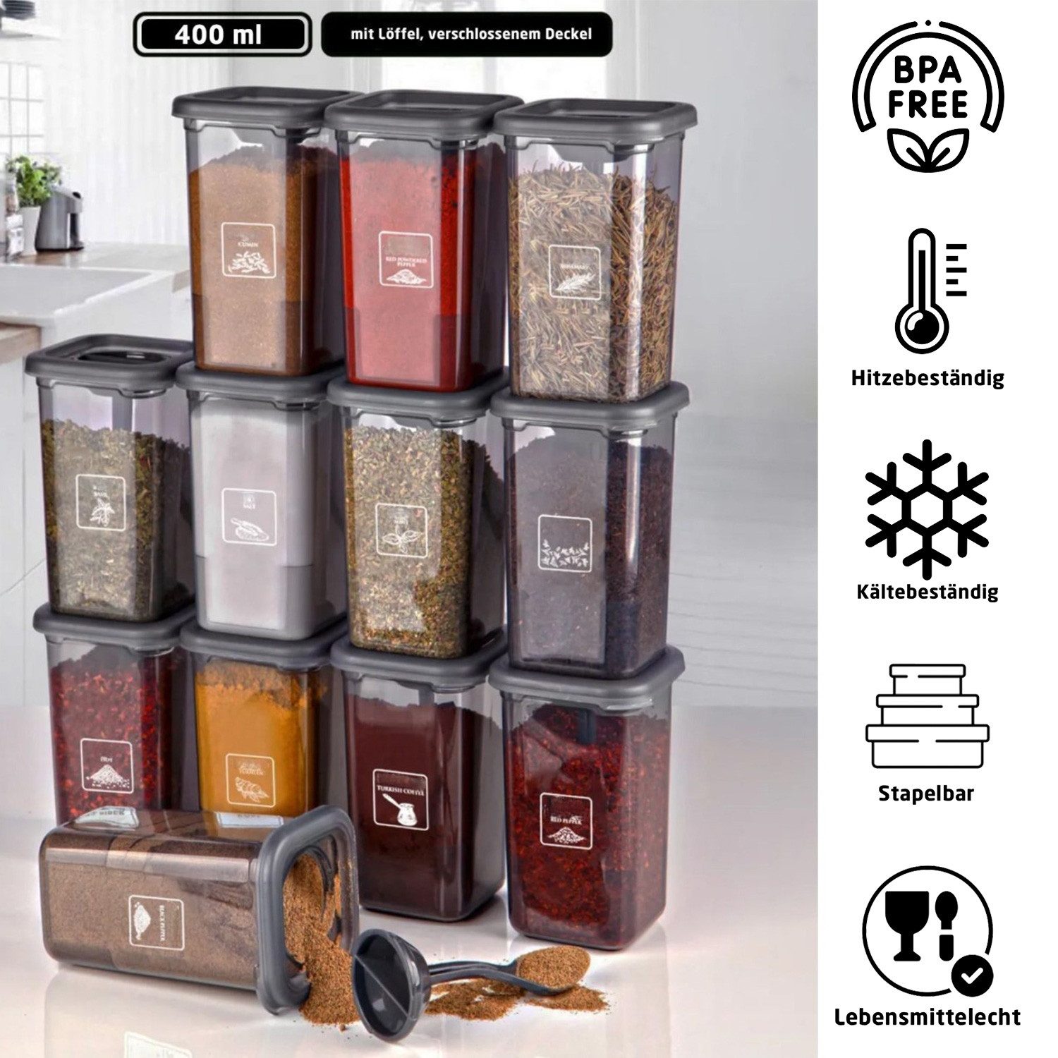 Jungengel Gewürzständer Vorratsdosen 12'er Set Gewürzdosen günstig online kaufen