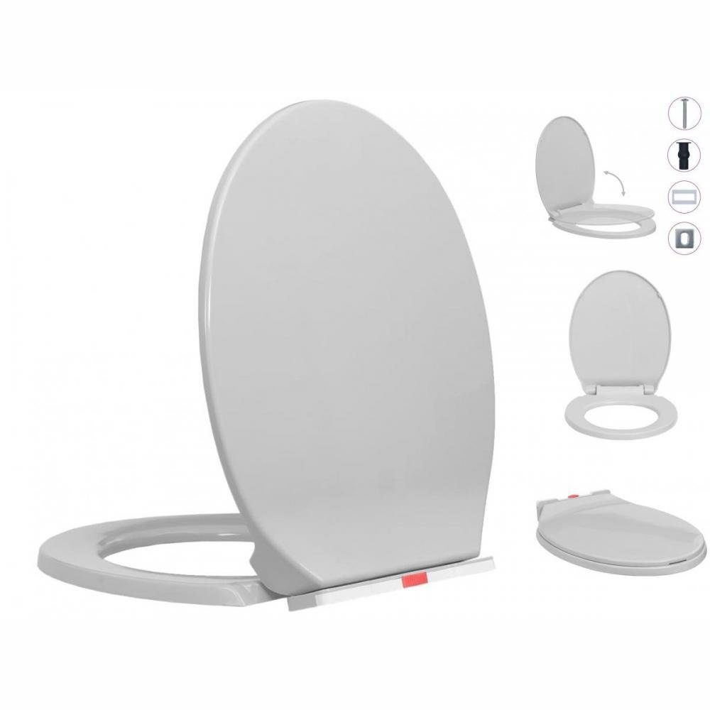 vidaXL WC-Sitz Toilettensitz mit Absenkautomatik Quick-Release Hellgrau Oval