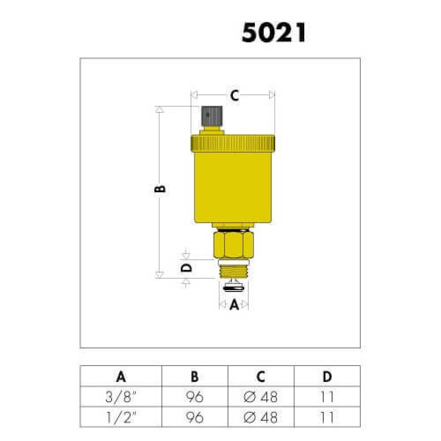 Caleffi Absperrventil Automatischer Schnellentlüfter 3/8" Systementlüfter Entlüftungsventil