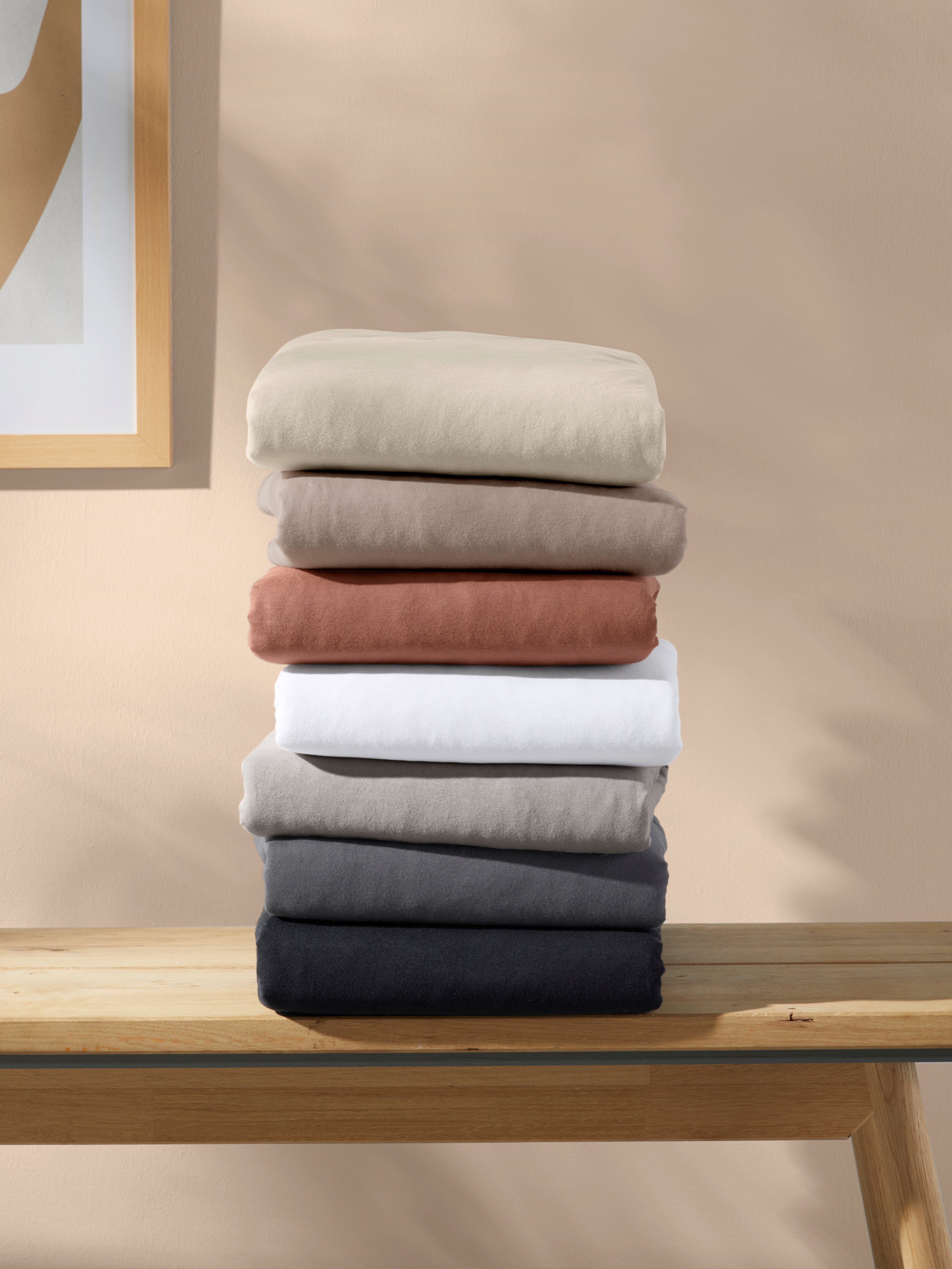 LeGer Home by Lena Gercke Spannbettlaken LINNEAL Jersey aus 100% Baumwolle, 150 g/m², Jersey, Gummizug: rundum, (1 Stück), Premium Bettlaken für Matratzen bis 23 cm Höhe, perfekter Sitz