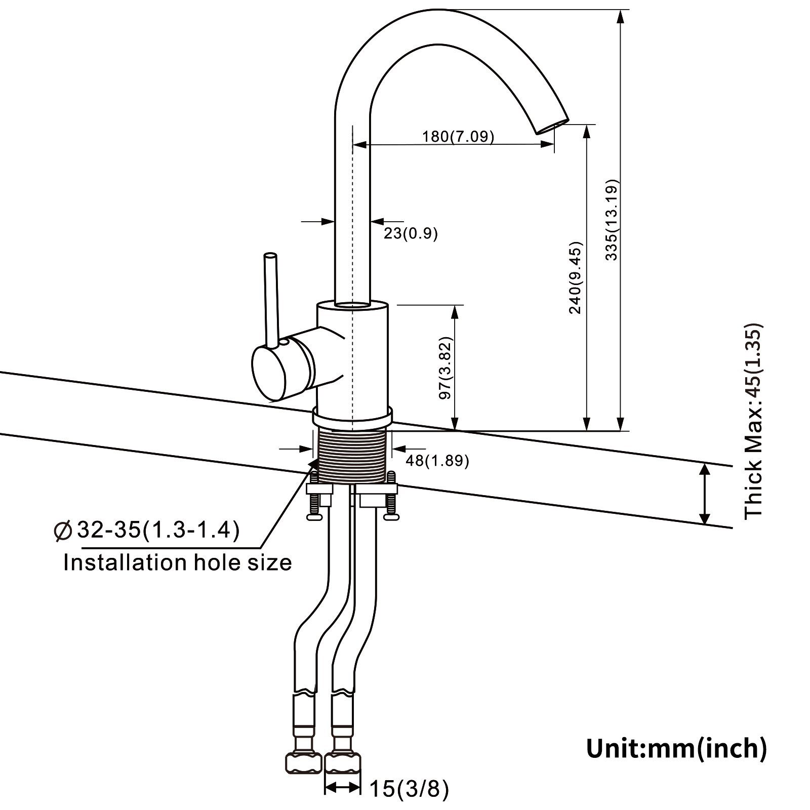 drehbar Auralum schlichtes Design, Schwarz Küchenarmatur 360° Küchenarmatur, Auralum