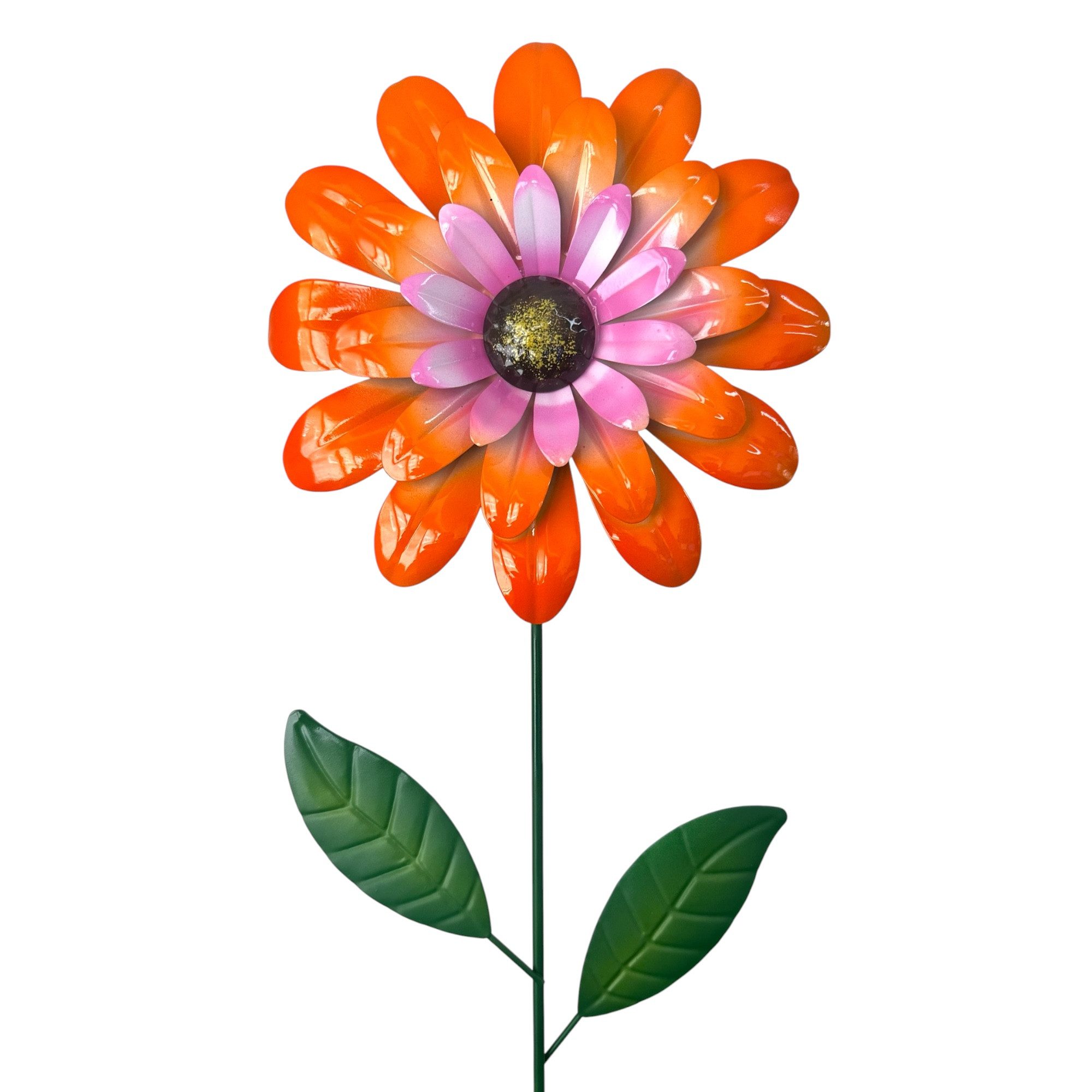 Dragimex Gartenstecker Gartenstecker Blume 90cm, Gartendekoration Blumenstecker Orange-Pink