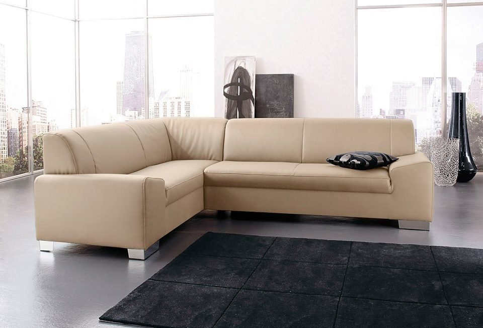 DOMO collection Ecksofa "Alisson, zeitlose Optik, flache Armlehnen, L-Form" günstig online kaufen