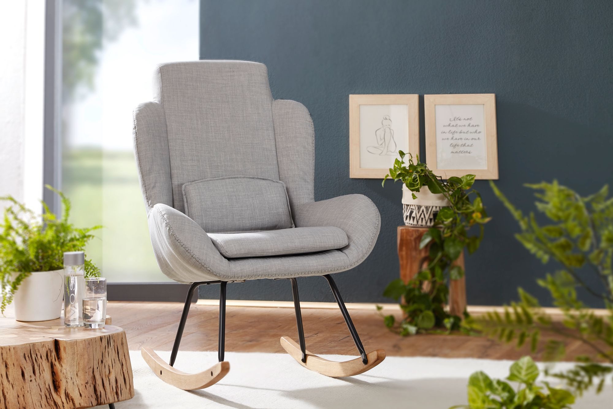 FINEBUY Schaukelstuhl CAPRI Relaxsessel Schwingsessel Stoff Schwingstuhl (S günstig online kaufen