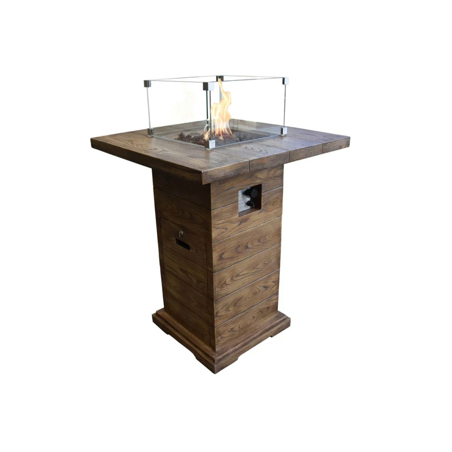 ELEMENTI Feuerstelle "Rova Bar" Gasfeuerstelle, (in Holz-Optik, 8-St), L 87 x B 87 x H 106 cm