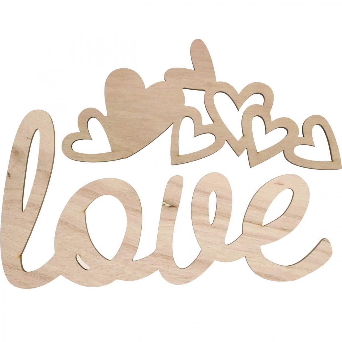 Florists Products Bastelnaturmaterial Liebe Holzdeko Herzen „Love“ mit Magneten als Dekoschild, 6 Stück