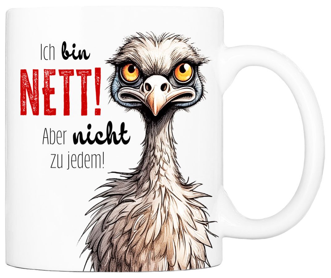 Cadouri Tasse mit Spruch ICH BIN NETT! Kaffeetasse Büro Arbeit, Geschenk, Keramik, Kaffeebecher, Geschenkidee Arbeitskollege, lustig, Humor, 330 ml