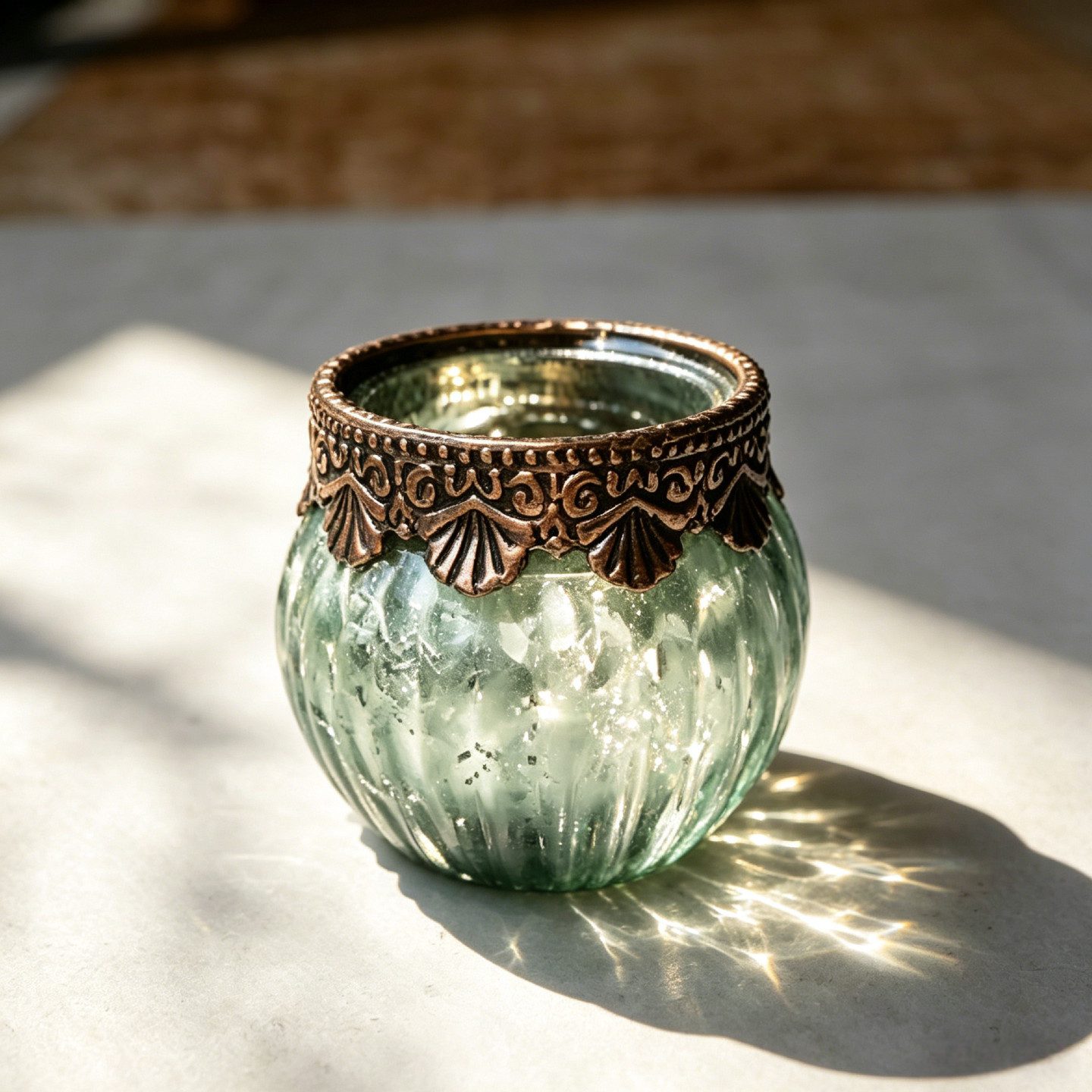 Super Solu Teelichthalter Kerzenhalter Windlicht Orientalisch Vintage /Glas für Deko & Kerzen (Set, 3 St., 3er), Grün, aus Metall und Glas, 6,6 × 6,6 × 5,5 cm