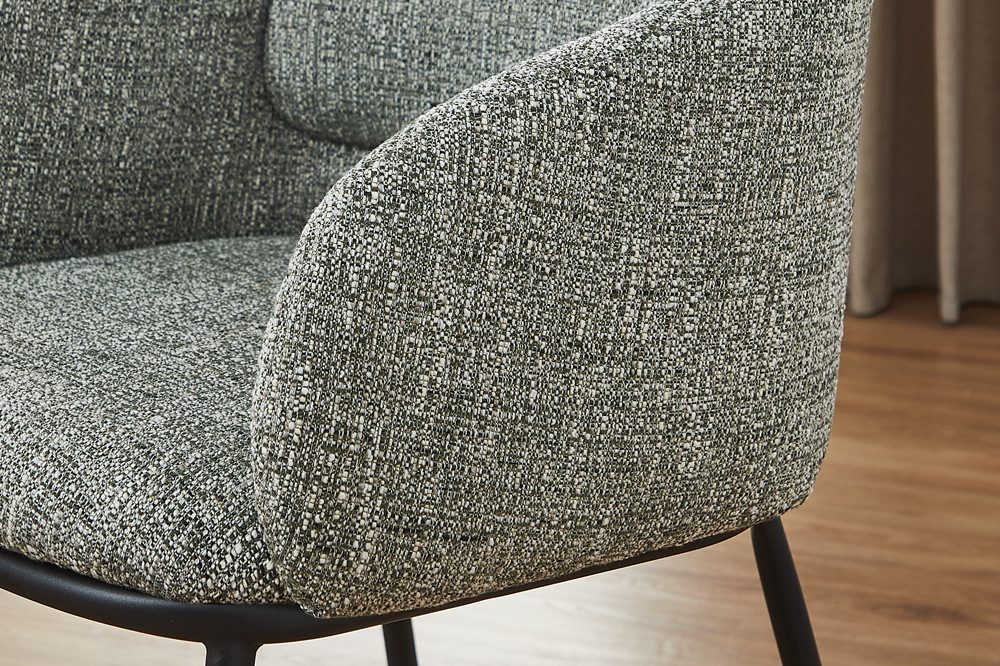 riess-ambiente Esszimmerstuhl FLORENZ grün-beige / schwarz - Strukturstoff, Metall, mit Armlehne (Einzelartikel, 1 St), Retro-Polsterstuhl - ideal für Ess-, Arbeits-, Wohnzimmer und Büro