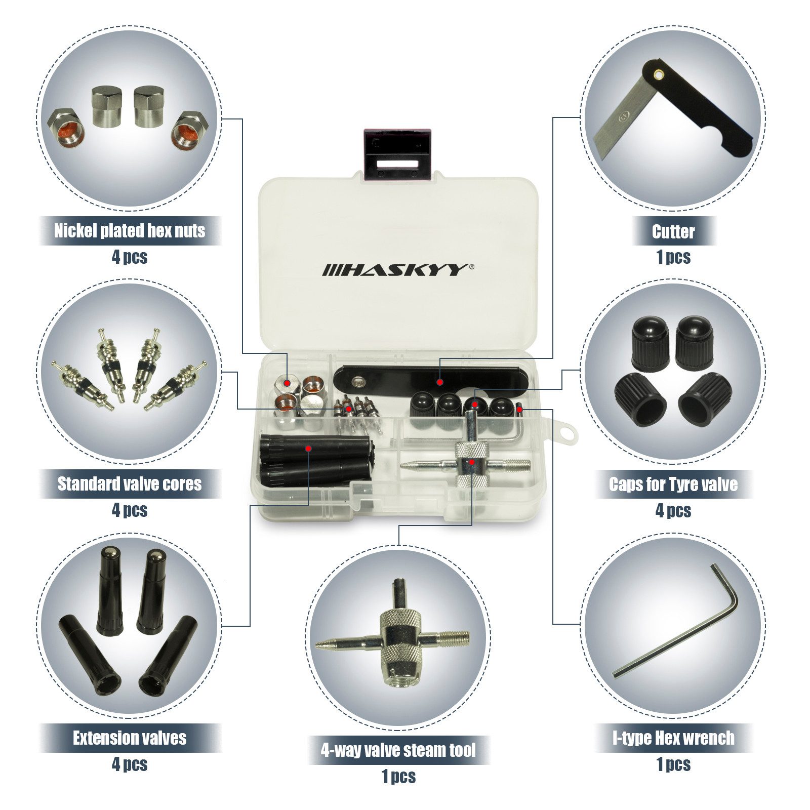 HASKYY Reifen-Reparaturset 60tlg. Auto-Reifen-Reparatur-Set Pannenset Flickzeug PKW LKW Motorrad