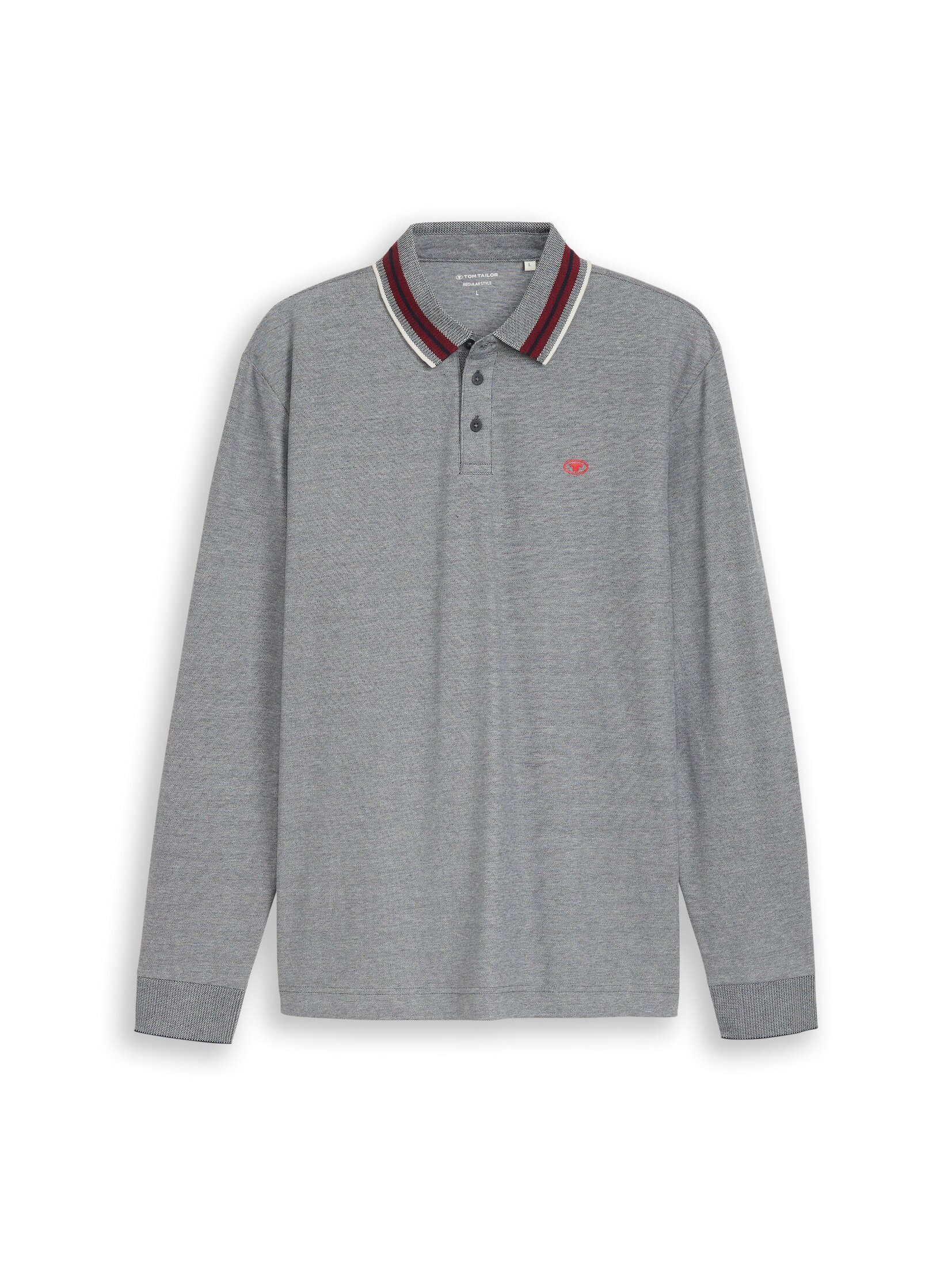 TOM TAILOR Langarm-Poloshirt Poloshirts (im Einserpack) Langarm Piqué Poloshirt mit Logo-Print