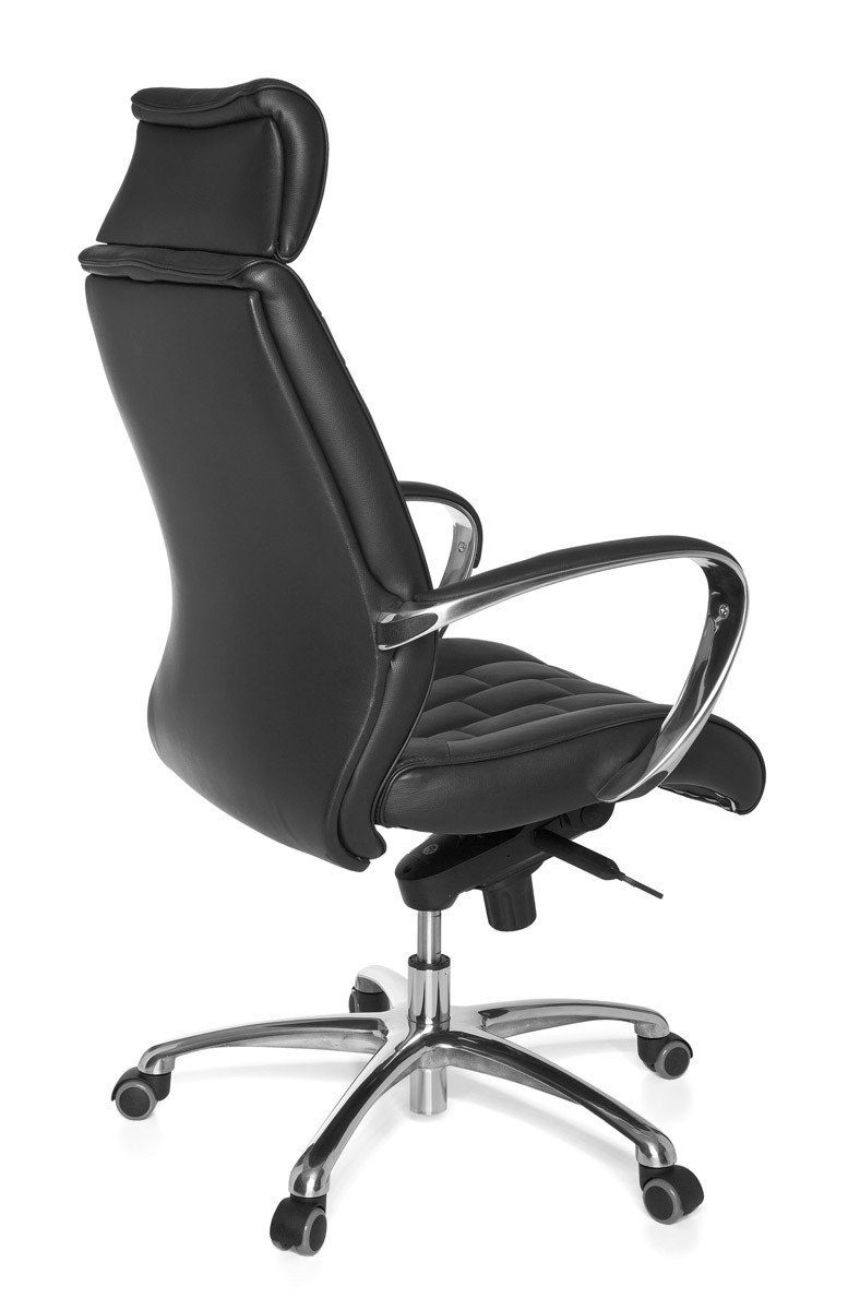 FINEBUY Chefsessel bis Drehstuhl kg, FB35866 Wippfunktion Schreibtischstuhl (Echtleder mit 120 Bürostuhl X-XL), schwarz
