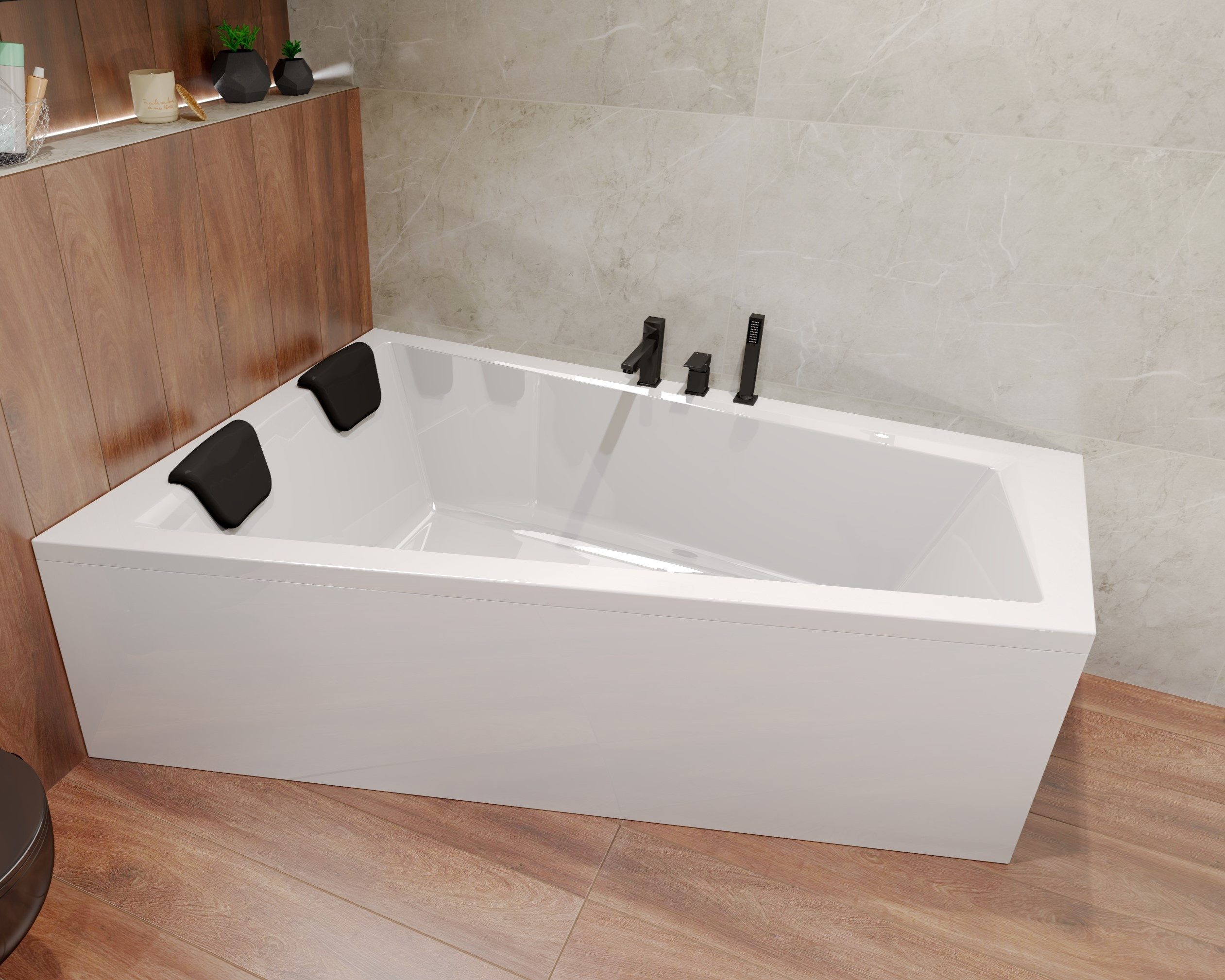 KOLMAN Badewanne Rechteck INTIMAS 150x85 Links + 2 Wannenkissen