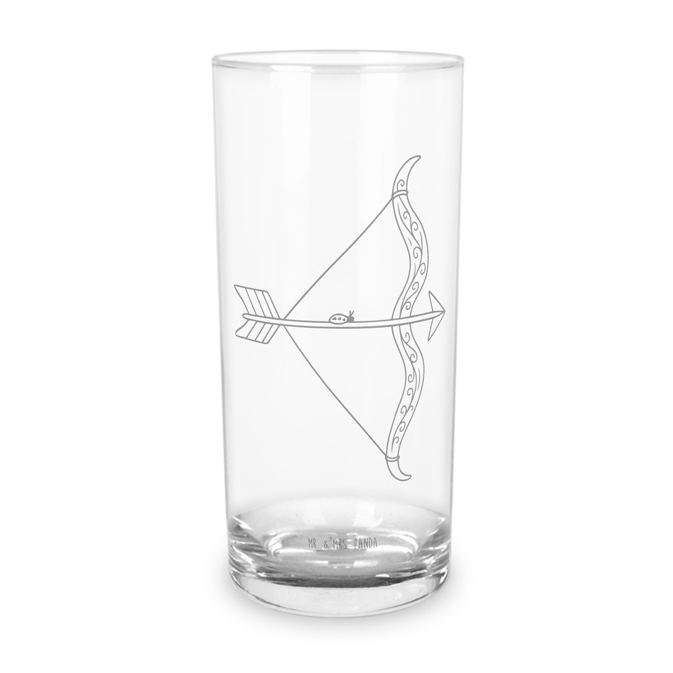 Mr. & Mrs. Panda Glas Sternzeichen Schütze, Glas 200 ml, Transparent, Schütze Geschenk, Sch, Premium Glas, Wasserbecher getränkeglas Geburtstag Dezember