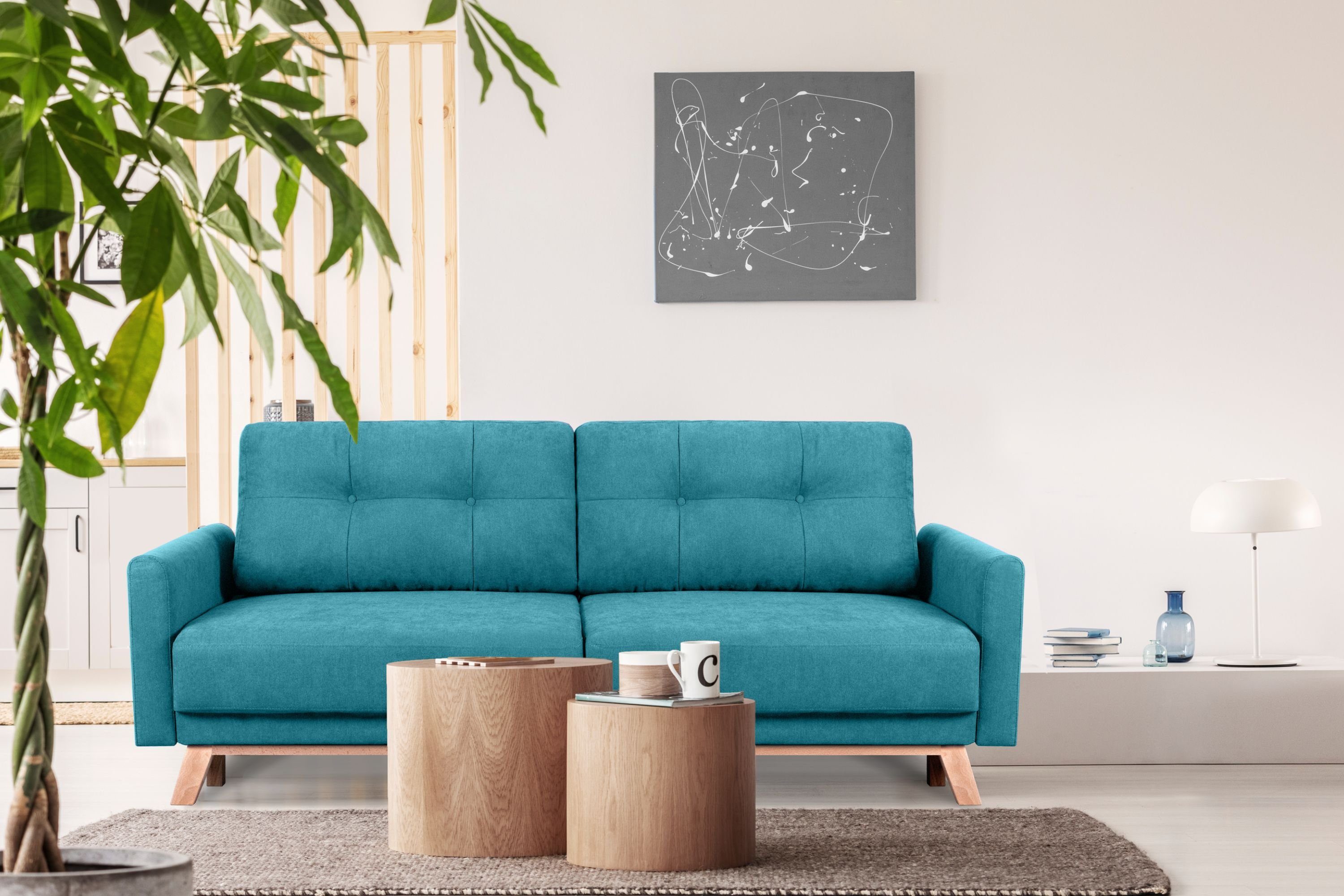 KONSIMO® Schlafsofa VISNA Sofa 3 Personen, ausziehbare Liegfläche 193×146