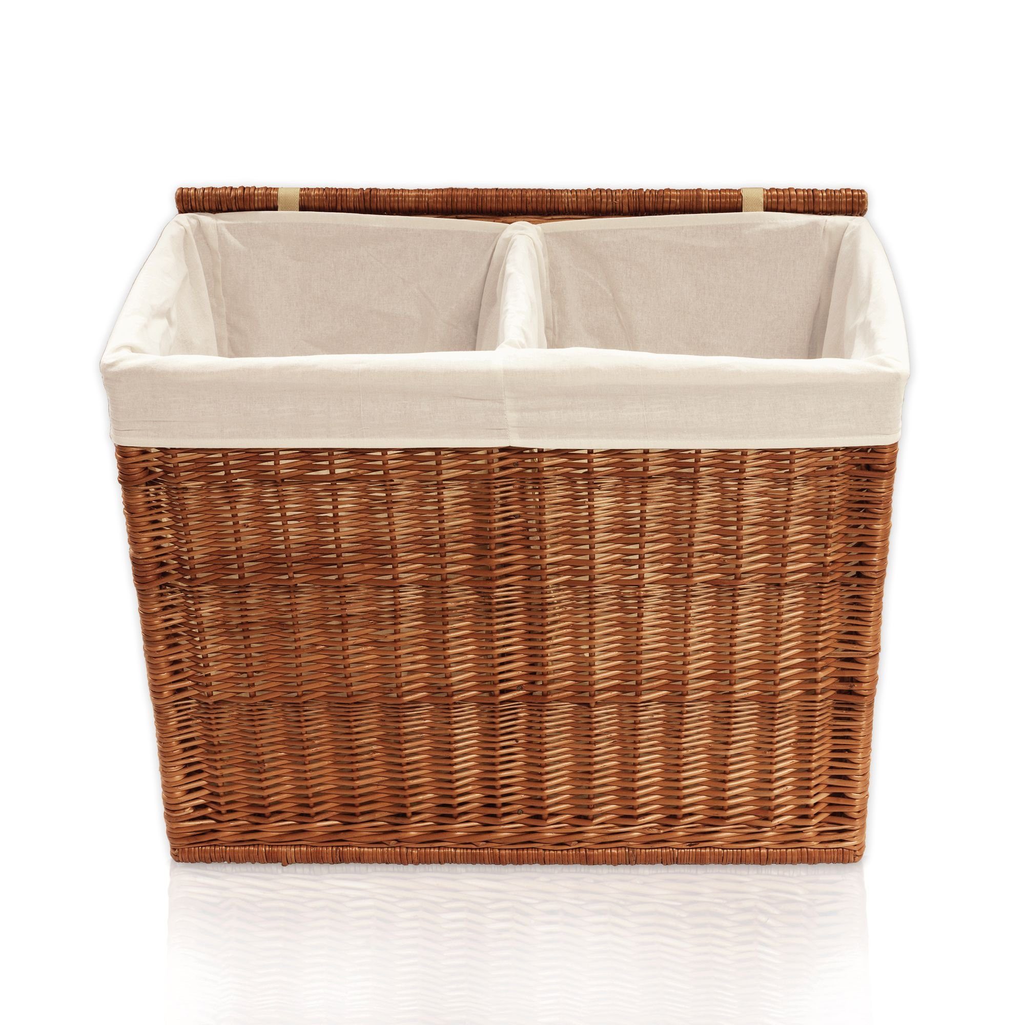 Wäschesortierer Wäschekorb 2 Fächer 120 l Wäschesortierer Weide natur 67 x 33 x 56 cm