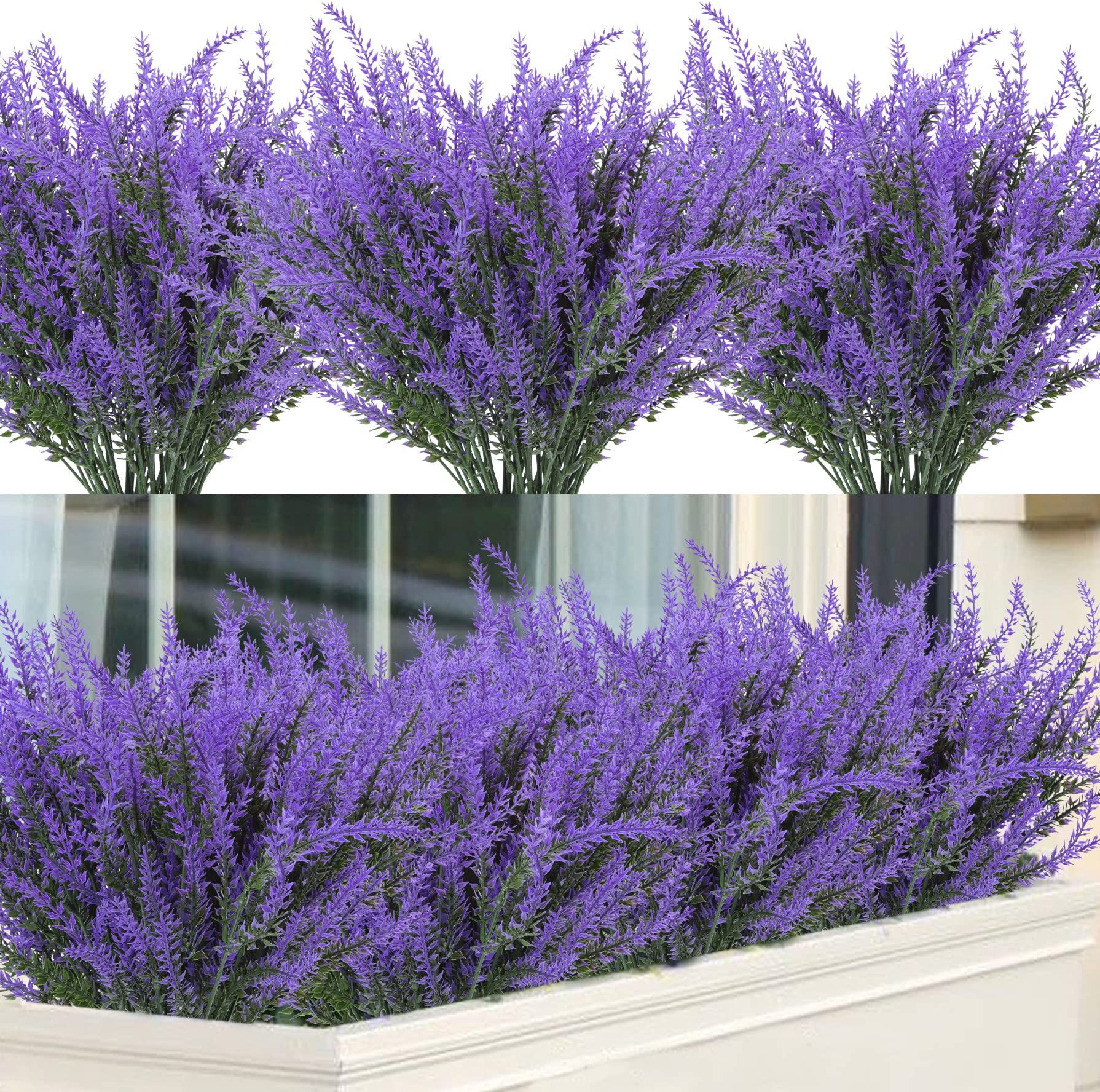 Kunstblumenstrauß 4 Bündel künstliche Lavendelsträuße, künstliche Lavendelblumen, Agger, Kunstlavendel, geeignet für Zuhause, Hochzeiten und Außendekorationen