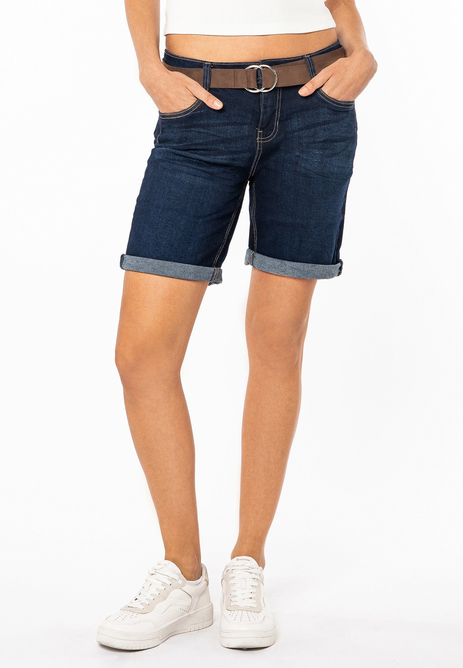 SUBLEVEL Jeansbermudas Denim Bermuda mit Gürtel