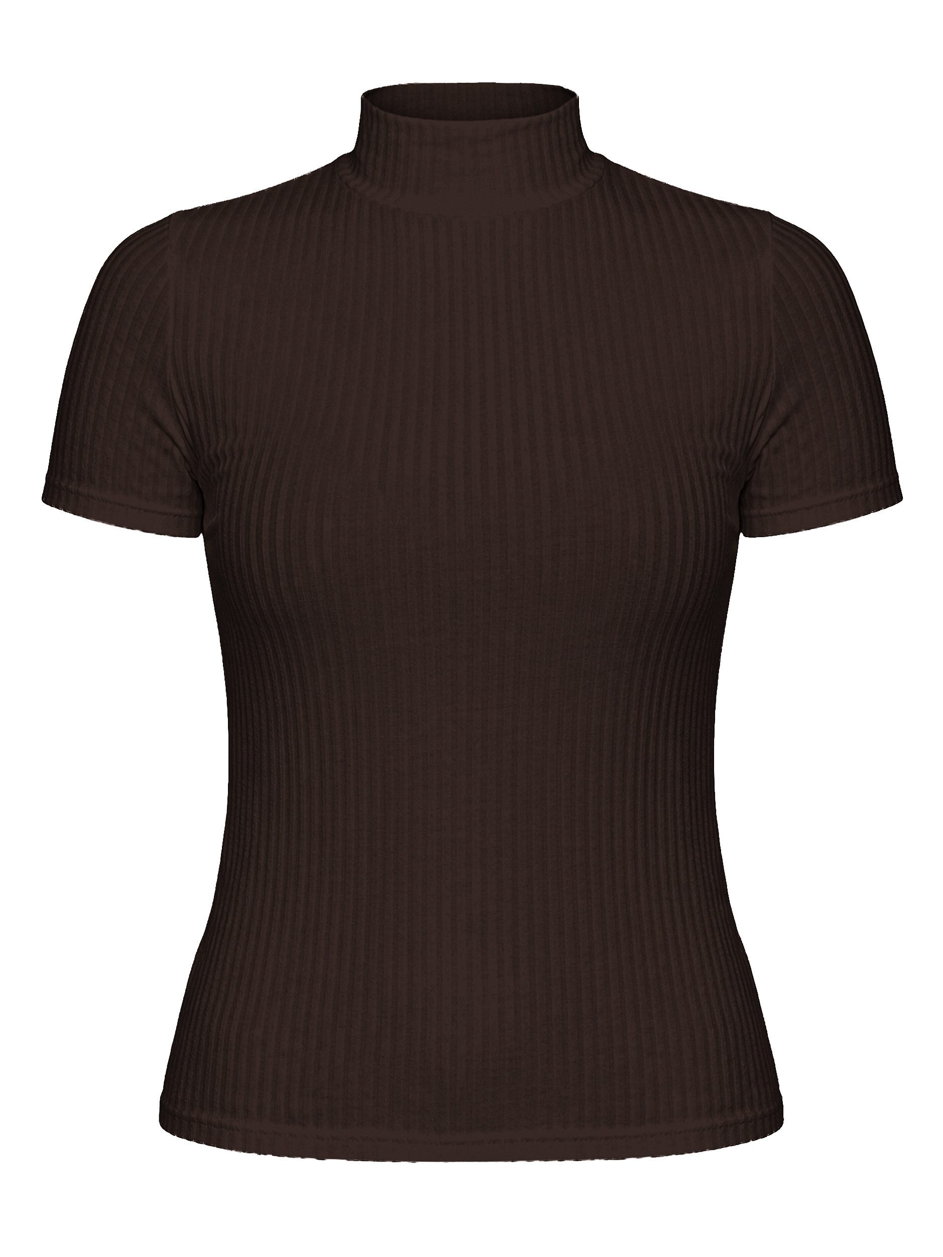 T-Shirt Shirt in Rippstruktur mit Stehkragen für Damen