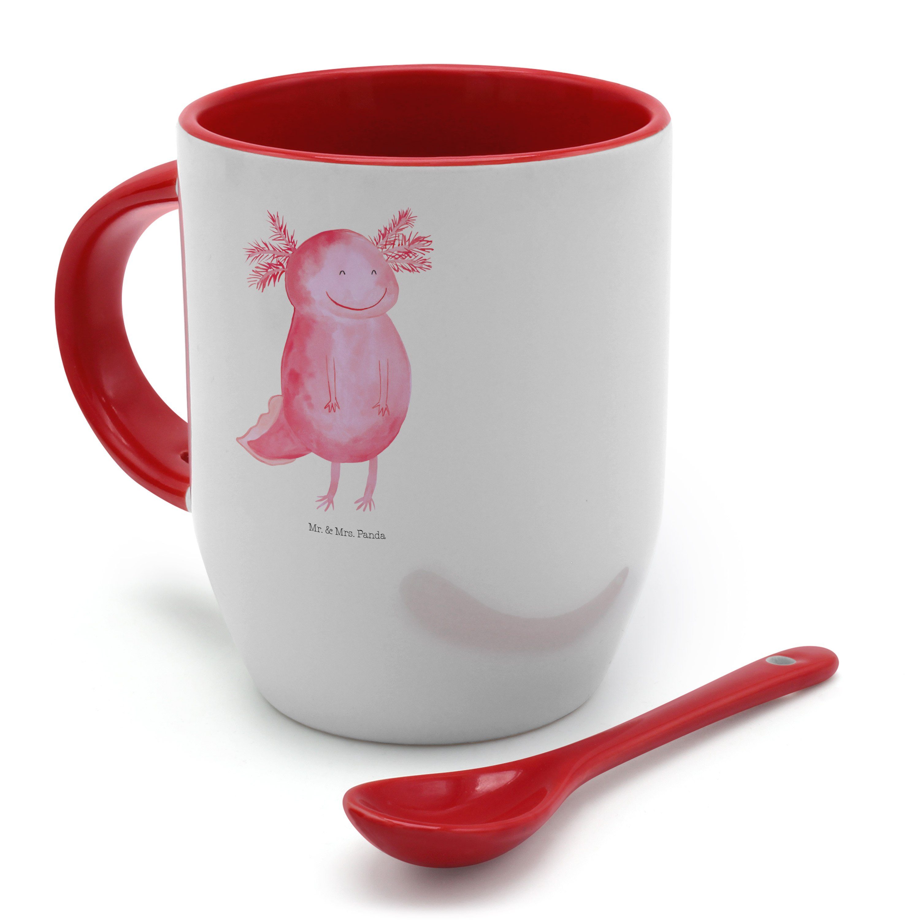 Kaffeetasse, Panda glücklich Axolotl Schw, - Lurch, Weiß Mrs. Tasse Mr. - Geschenk, & Tassen, Keramik