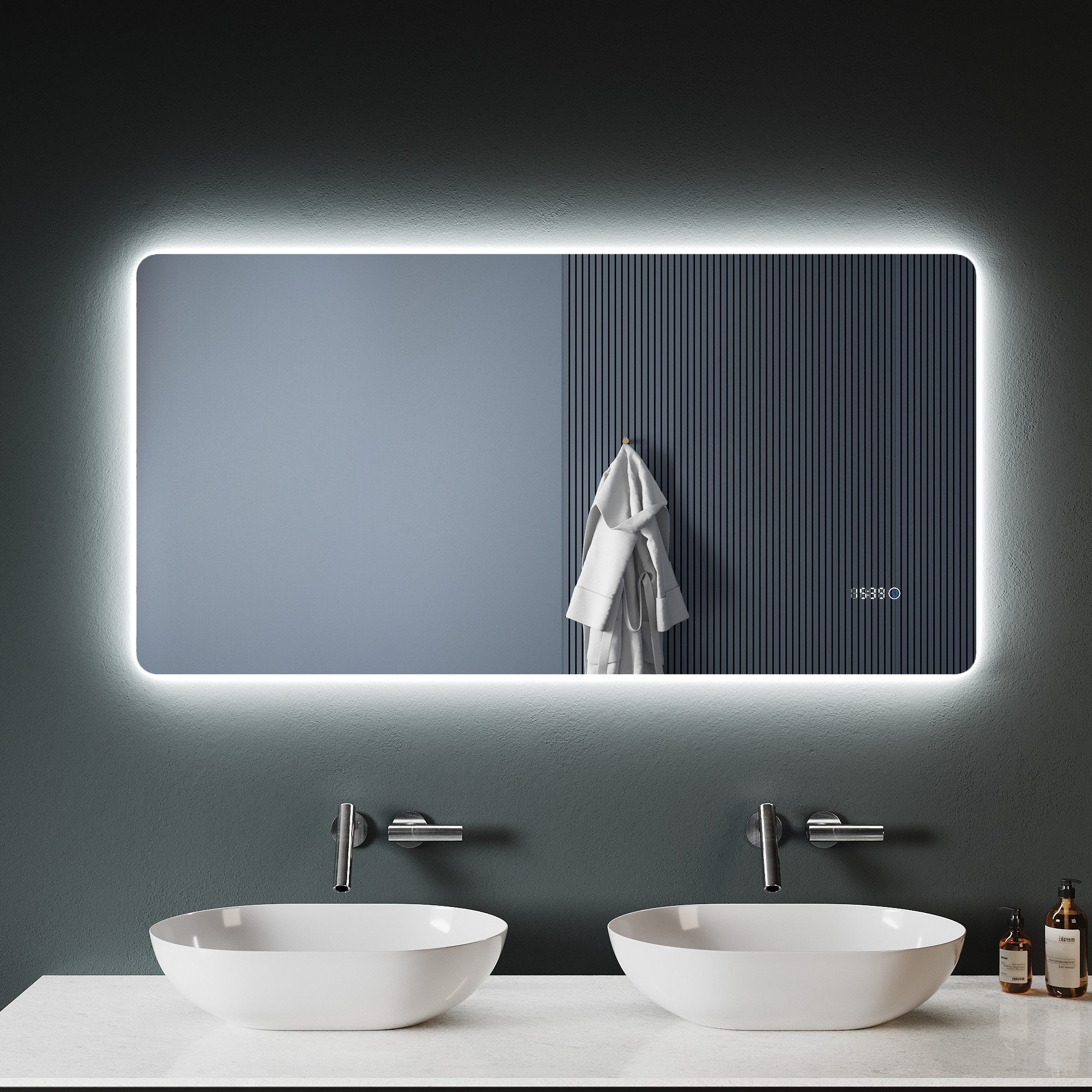 SONNI Badspiegel Badezimmerspiegel mit LED-Beleuchtung 120×60 günstig online kaufen