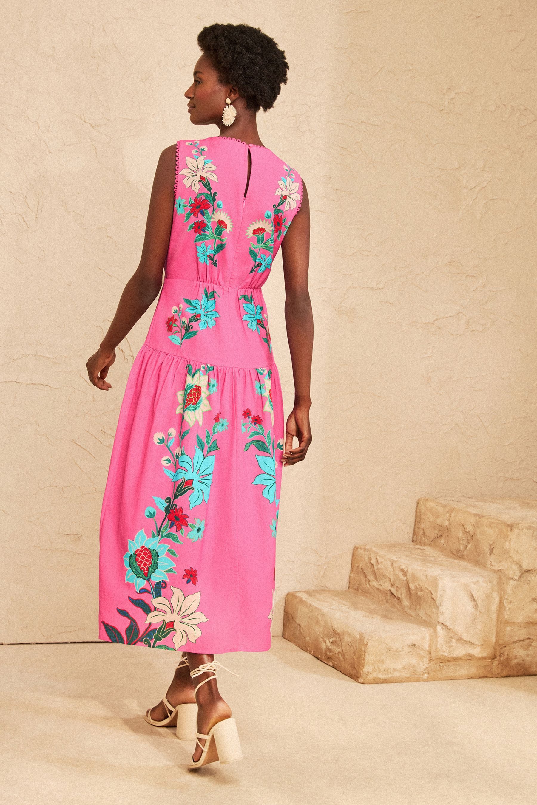 Love & Roses Midikleid Love & Roses Midikleid mit V-Ausschnitt (1-tlg)