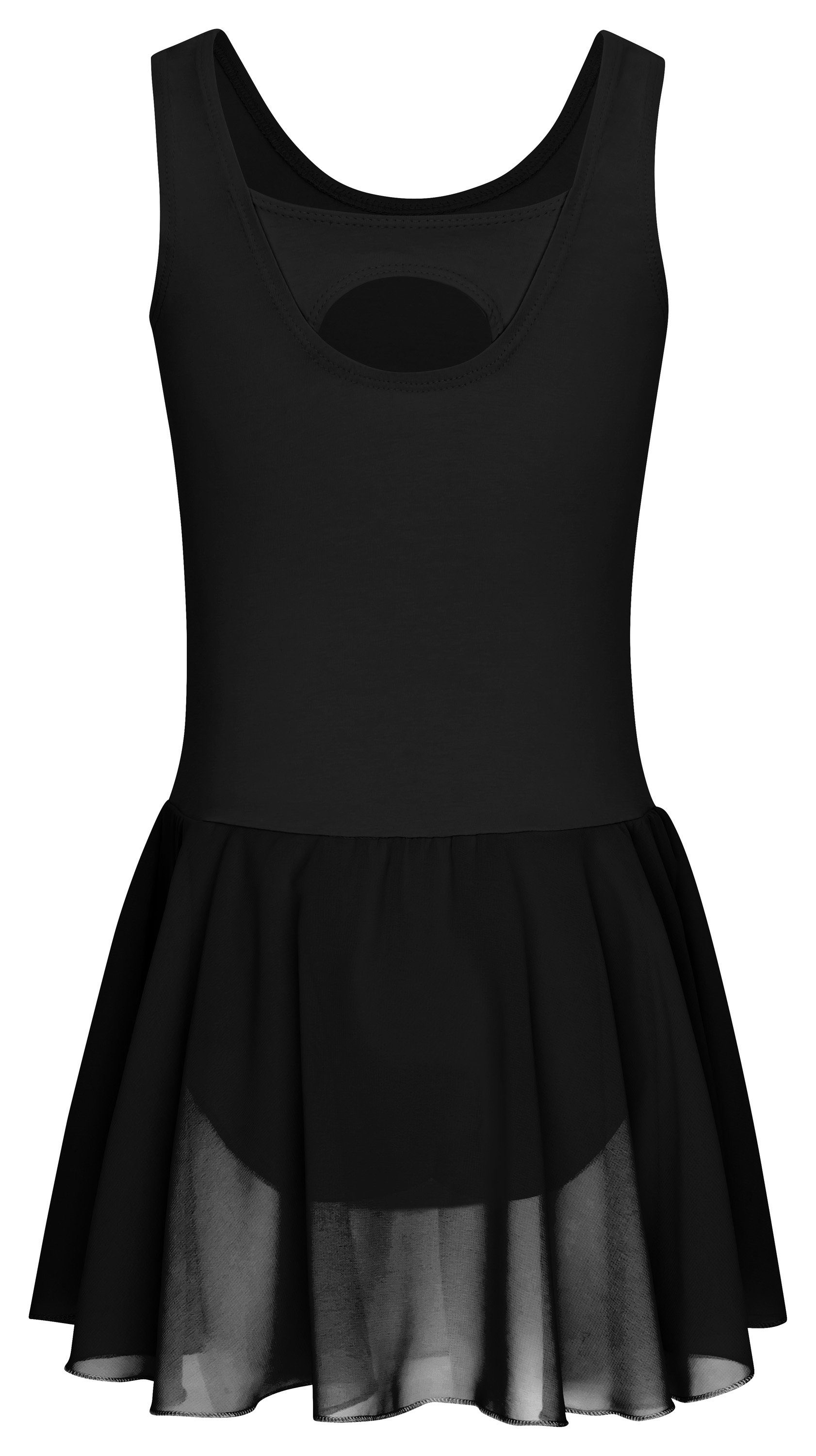 tanzmuster Chiffonkleid Ballettkleid Bella aus weicher Baumwolle Ballettbody mit Schlüssellochausschnitt für Mädchen fürs Kinder Ballett