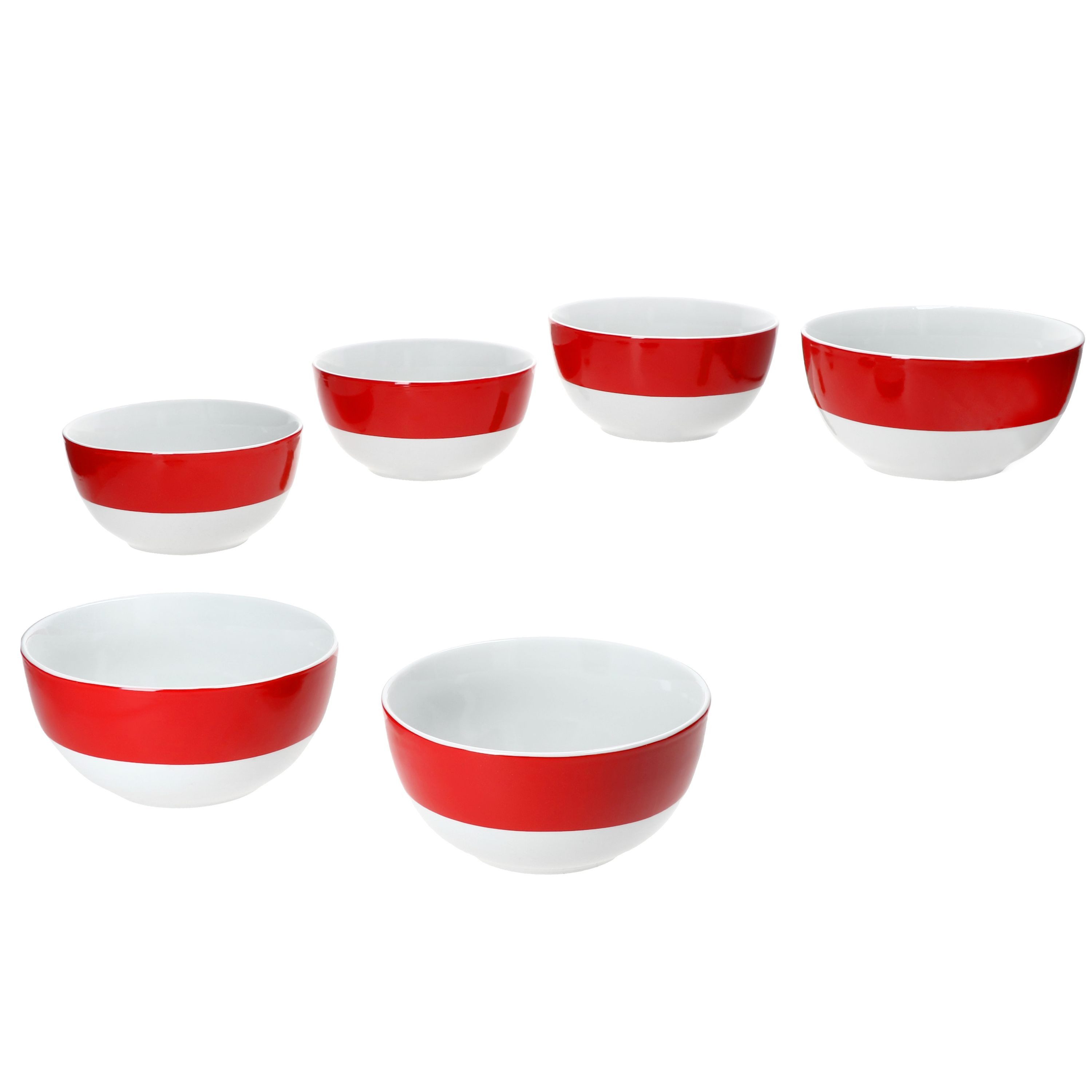 MamboCat Müslischale 6x Variant Rot Schale Ø14,3cm 450ml Porzellan 6 Personen Müsli Salat, Porzellan