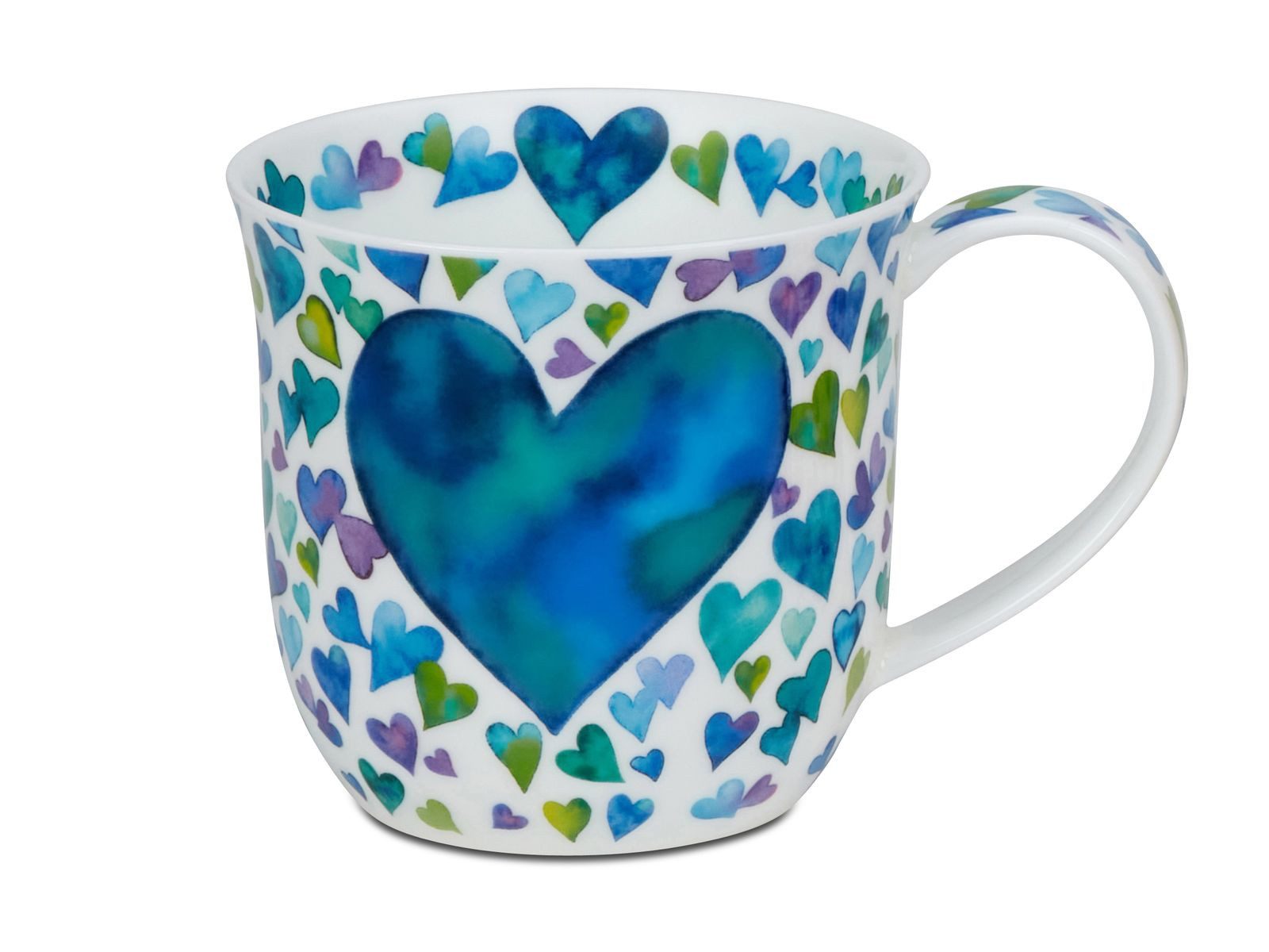 Dunoon Tasse Becher Cumbrae Big Love blau 450 ml Bone China Kaffeetasse Teetasse, 1-tlg., Porzellan, Spülmaschinengeeignet