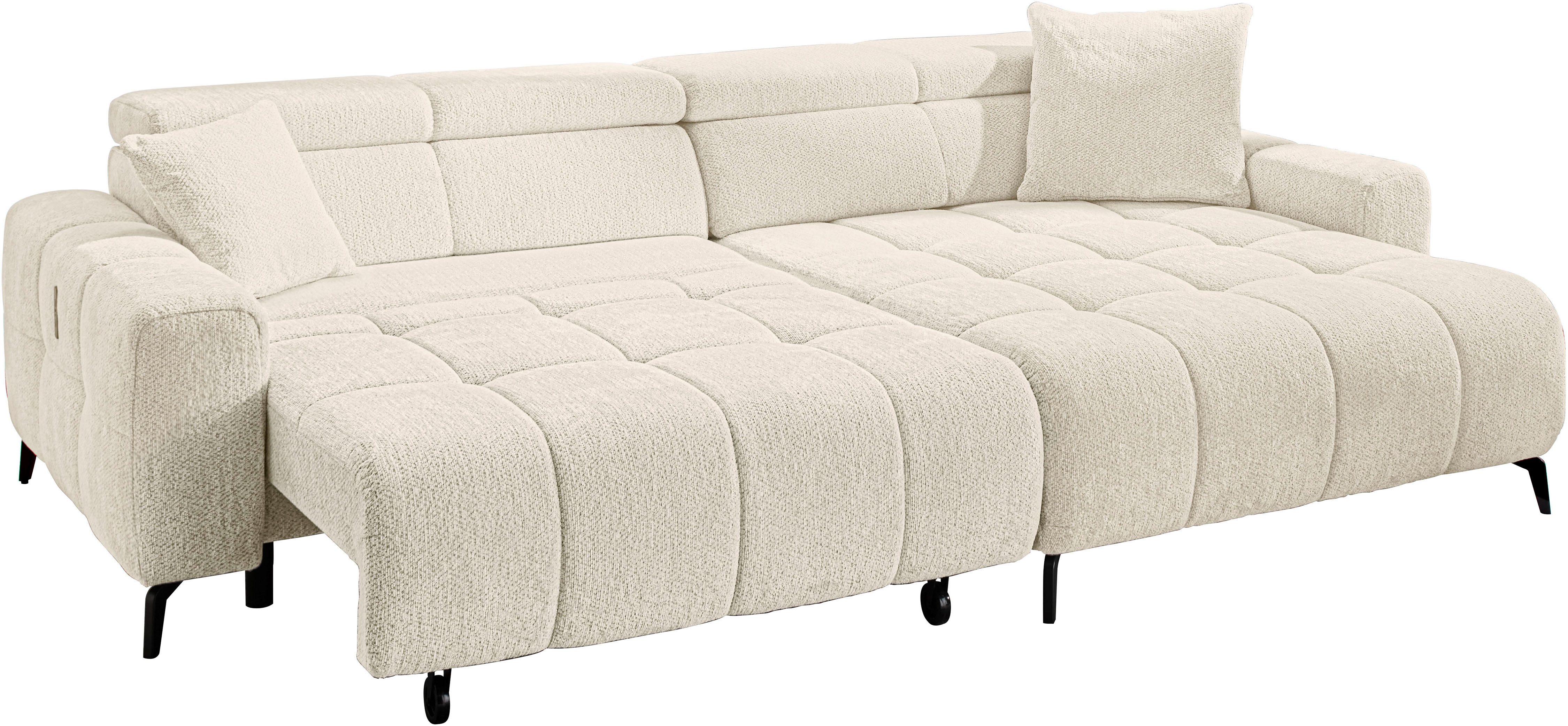Jockenhöfer Gruppe Ecksofa Racer, L-Form, B: 290cm, mit 60 cm elektrischer Sitztiefenverstellung, 140kg Belastbarkeit je Sitz, verstellbaren Kopfstützen, USB-Ports