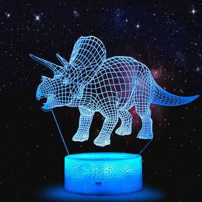 CALIYO Nachtlicht »Dinosaurier Spielzeug für Jungen,3D-Nachtlicht mit Fernbedienung«, 7 Farben( Intelligente Touch ) , LED fest integriert, 7 Farben, Smart Touch 7 Farben + 16 Farbwechsel dimmbar