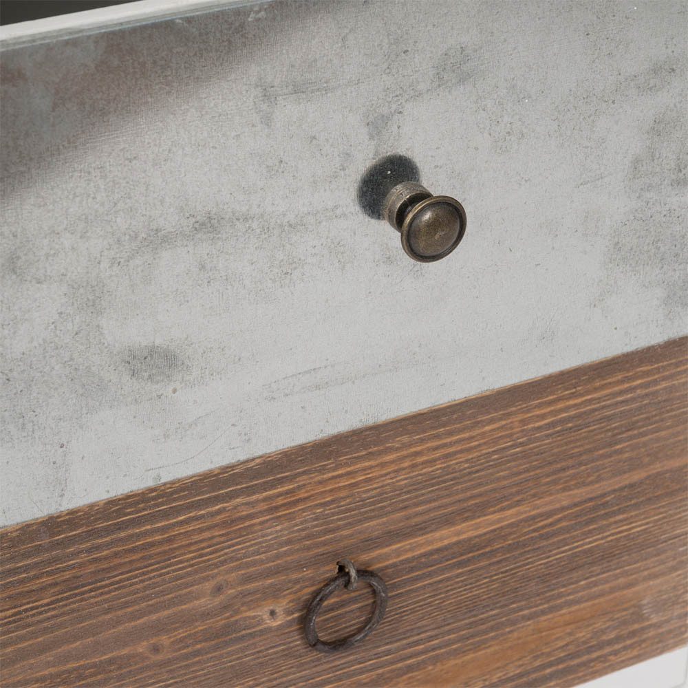 Myflair Möbel & Accessoires Nachtkommode Nachtschrank IRON weiß mit braun und silber Nachttisch 2 Schubladen au