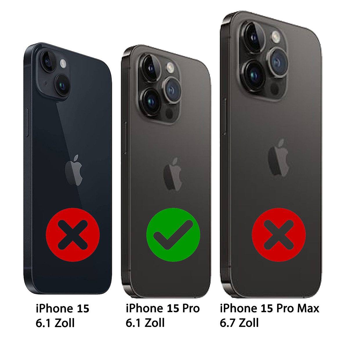 Burkley Handytasche iPhone 15 Pro Handytasche mit modularem Back Case (1-tlg., Book Case Lederhülle mit Kartenfach und Magnetverschluss), herausnehmbare Innenhülle, Kartenfächer, Kick-Stand