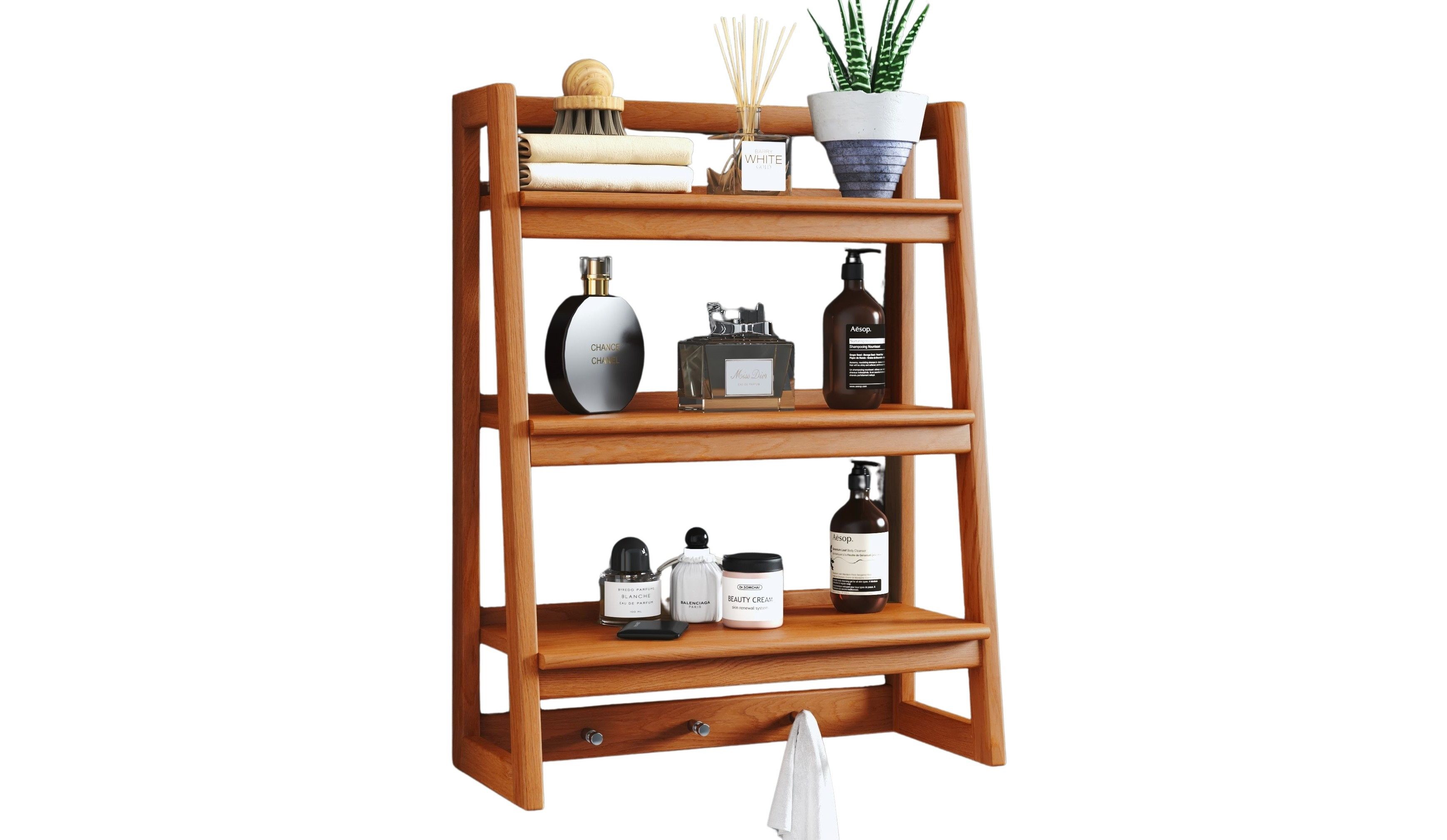 Destiny Wandregal SPA & LIVING, 3 Ablagefächer, 51x22x66 cm Teak