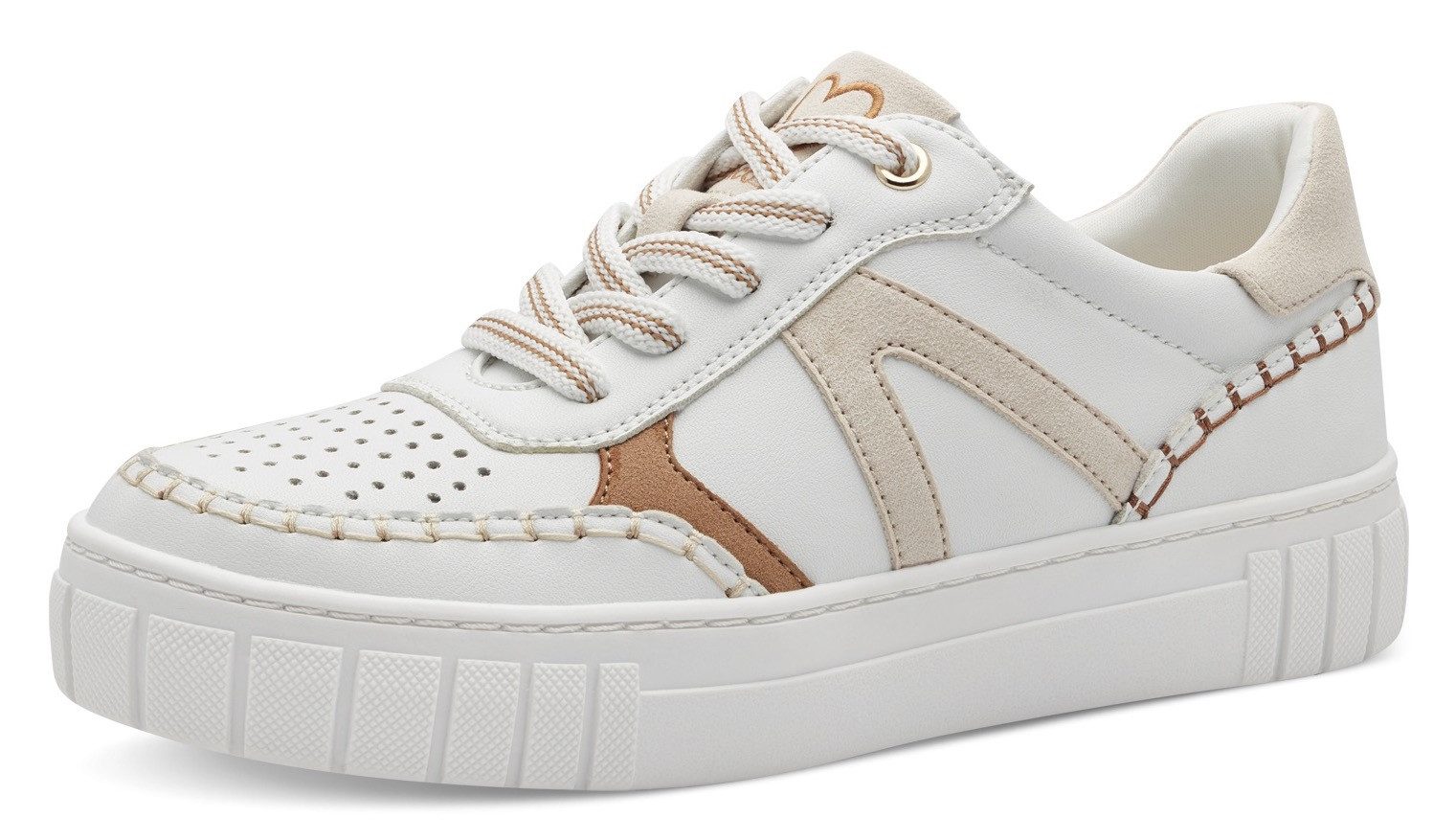 MARCO TOZZI Plateausneaker, Freizeitschuh, Halbschuh, Schnürschuh mit unterlegtem Lochmuster