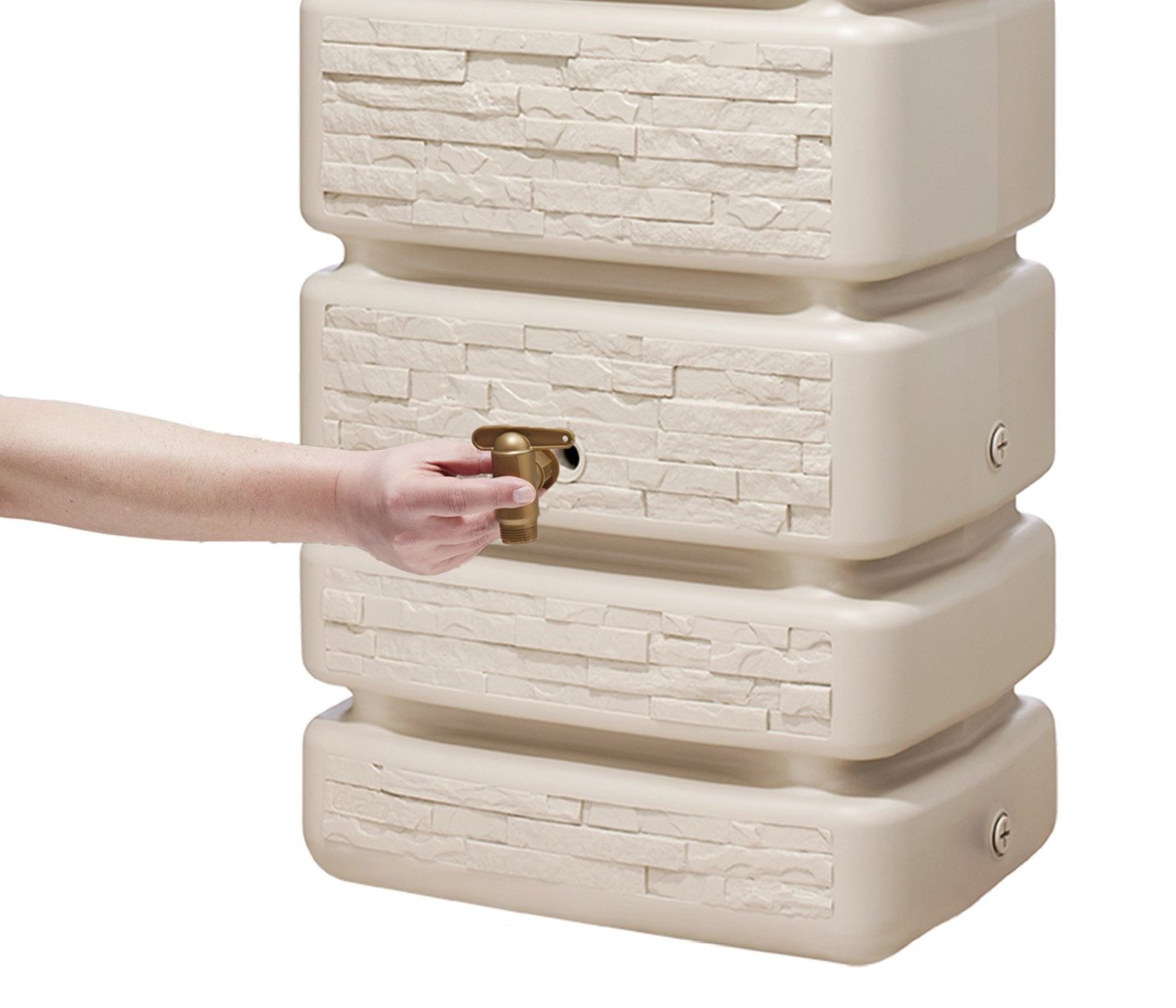4rain Regentonne SLIM STONE DECOR Wandtank-SET 700 L, sandbeige