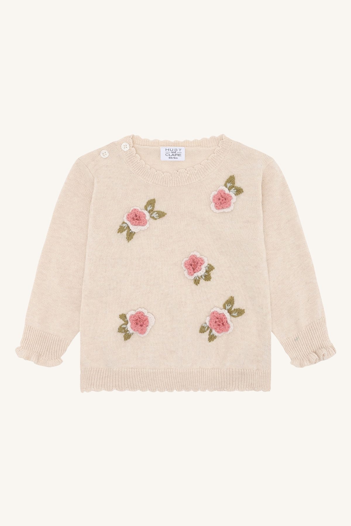 Hust & Claire Strickpullover Baby Mädchen Strickpullover mit Blumen 68-92