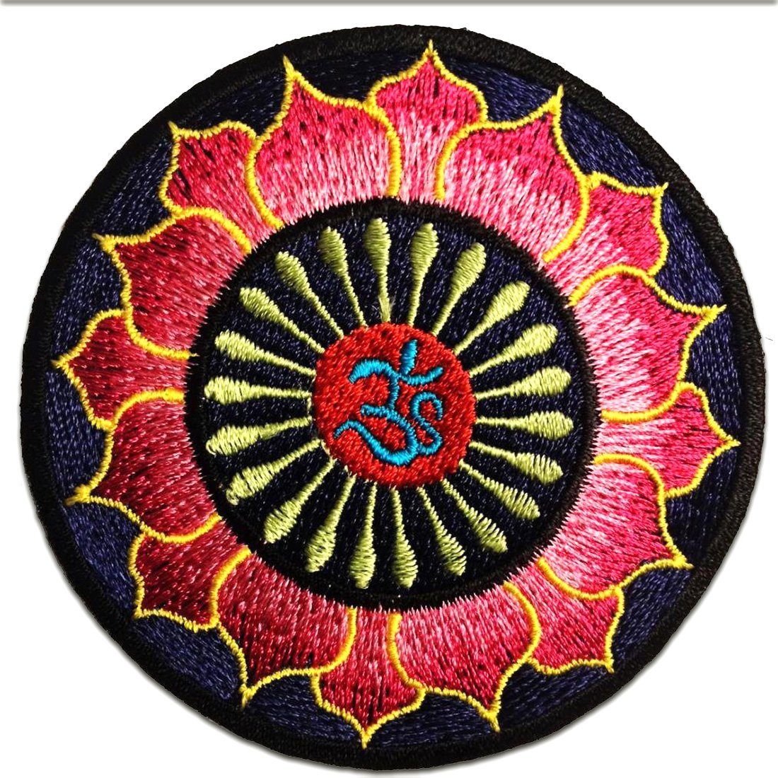 Catch the Patch Пластырь Bügelbild, Aufbügler, Applikationen, Patches, Flicken, zum aufbügeln, Polyester, Om Symbol spirituell Meditation - Größe: Ø 8 cm
