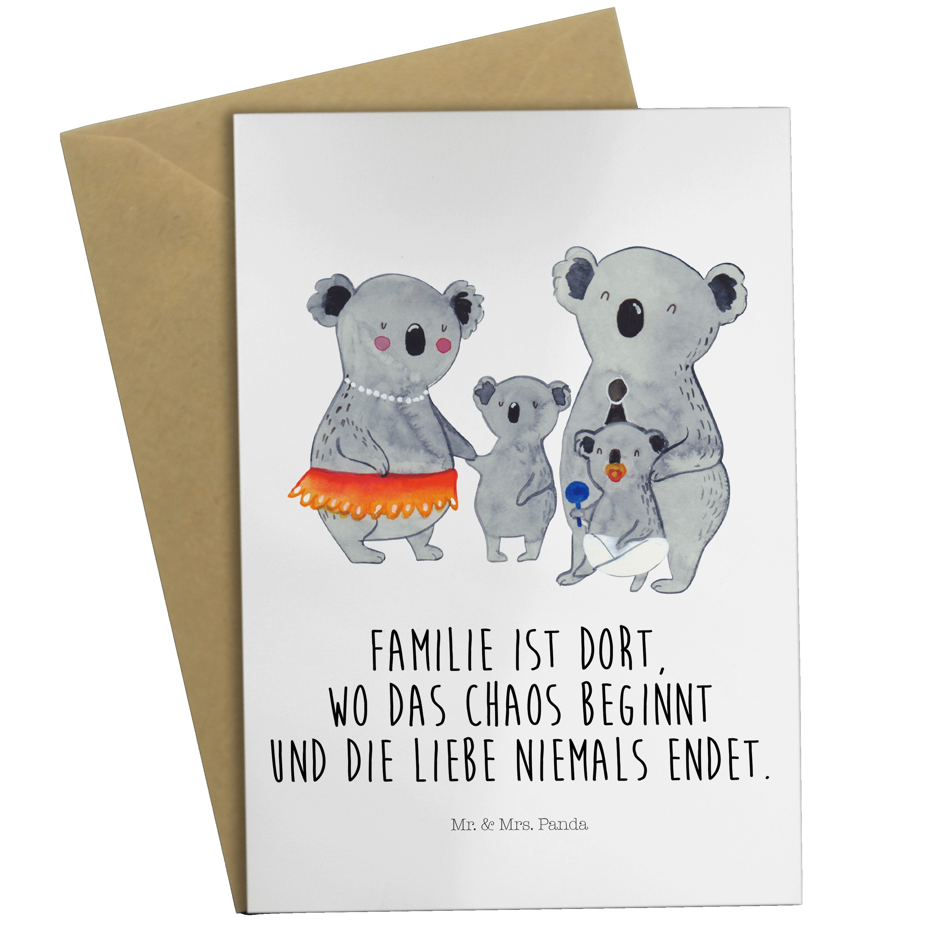 Mr. & Mrs. Panda Grußkarte Koala Familie - Weiß - Geschenk, Mama, Schwester, Kinder, Hochzeitska
