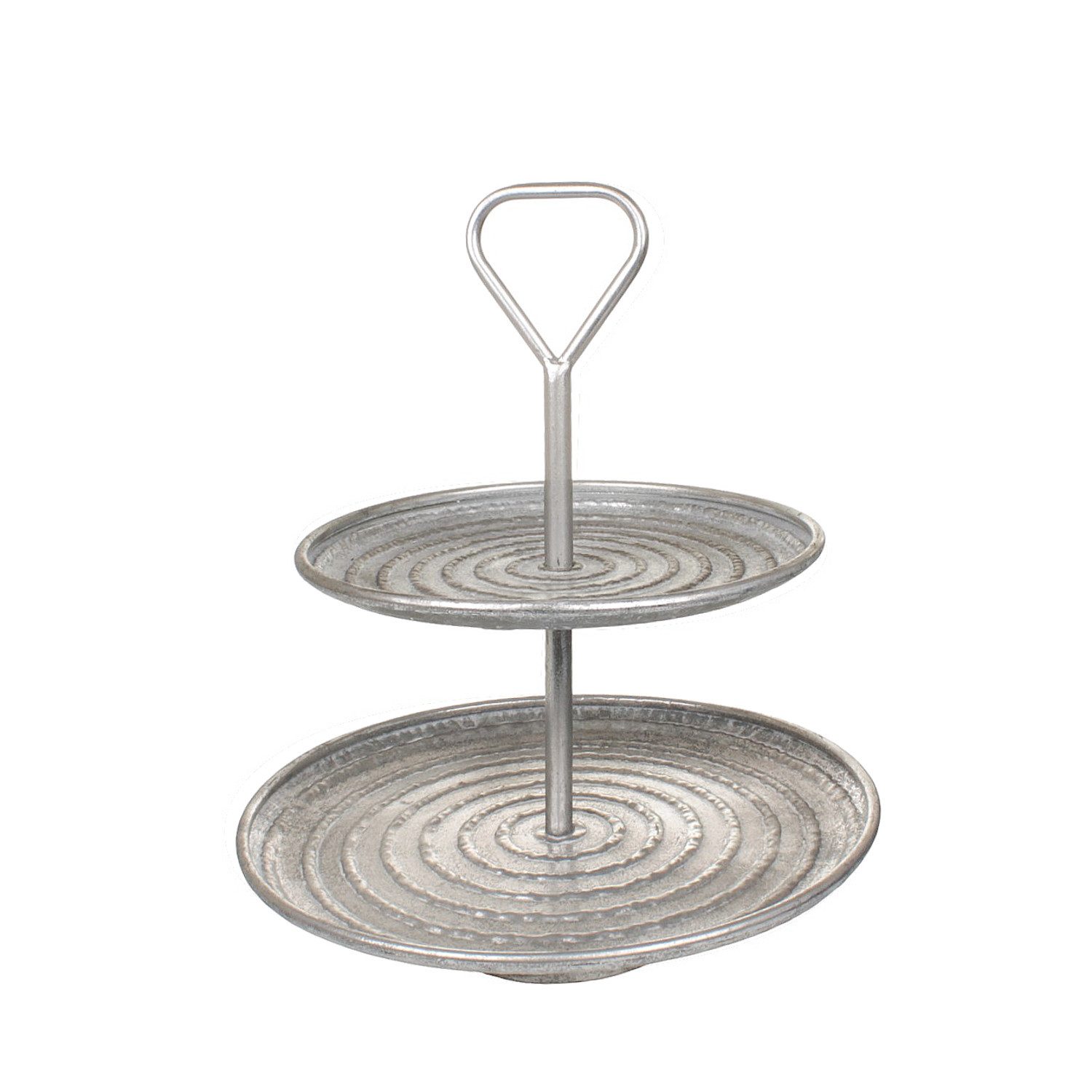 Macosa Home Etagere Etagere Metall rund Silber 38 x 42 cm Altsilber Servierständer, Metall, Etagenständer Tiscdekoration Metalletagere Dekoschale