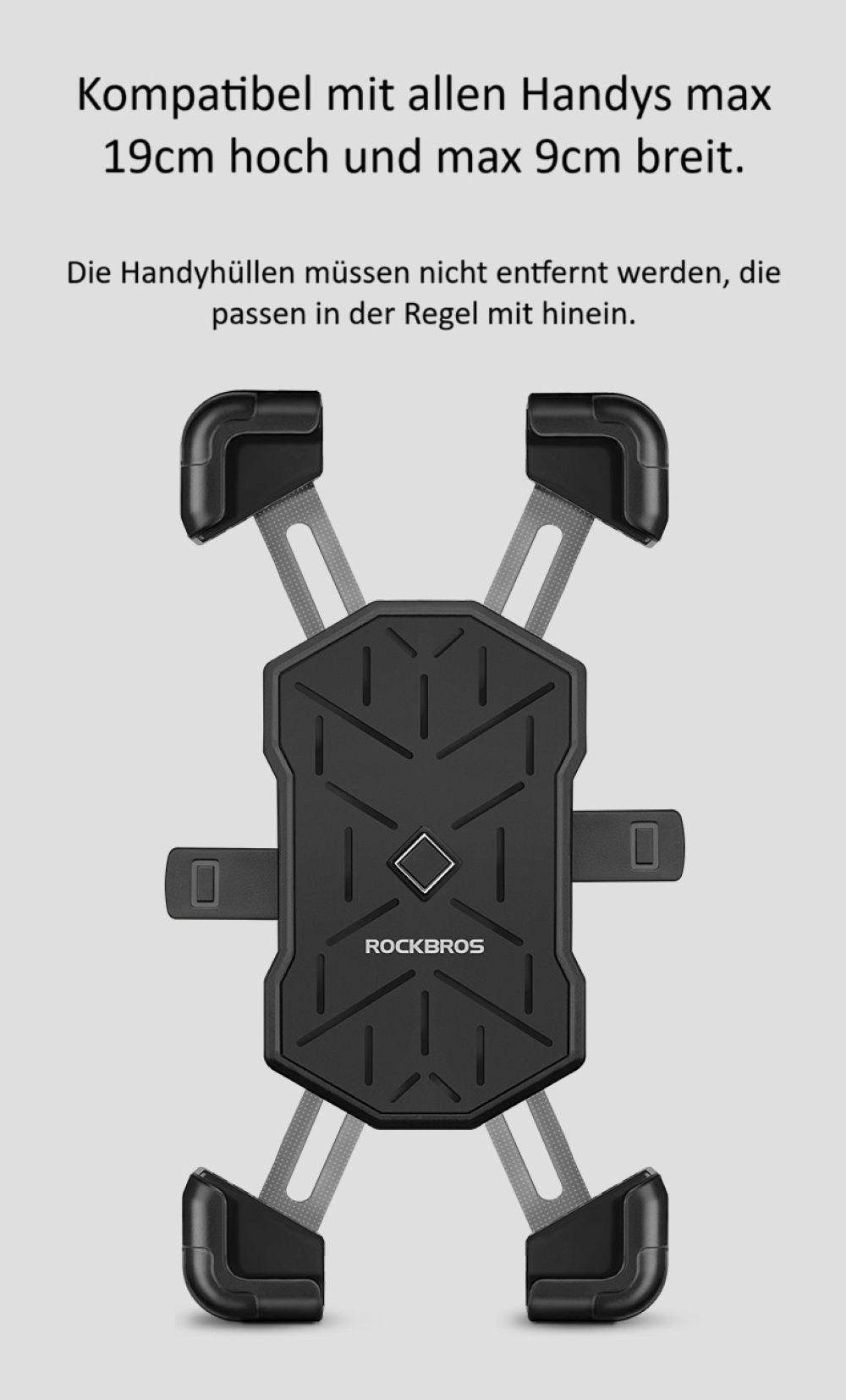 ROCKBROS Handy-Halterung Handyhalterung für Fahrrad, E-bike und E-Scooter - stabil und sicher, (bis 8 Zoll, bestehend aus Handyhalterung mit Installationspaket, Universalhalterung für alle Handys)