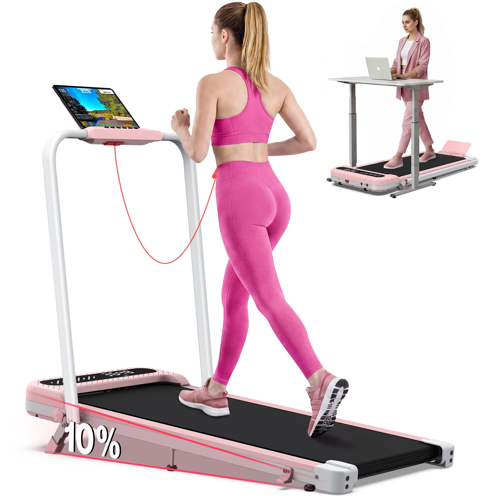 Cardirun Laufband 6-in-1 Laufband klappbar für Zuhause,10% Steigung,150KG,3PS,1–10km/h (1-tlg), KI-Steuerung, 40dB leise