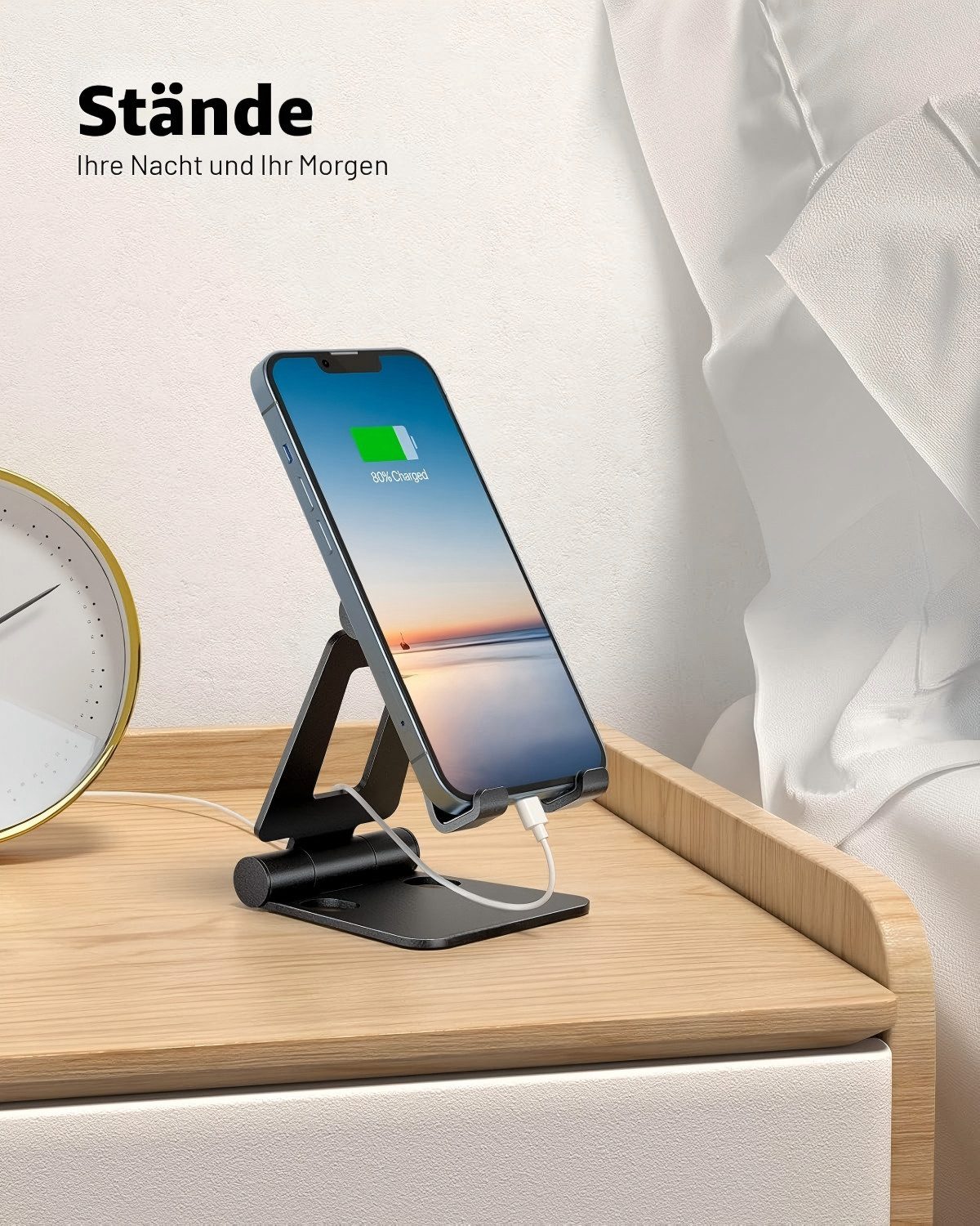 Refined Living Smartphone-Halterung 2 Stück Handy Ständer Faltbar & Verstellbar, Handy Halterung Tisch, (bis 8 Zoll, Handyhalter universal, Smartphone Halter, H – Bild 4 von 5