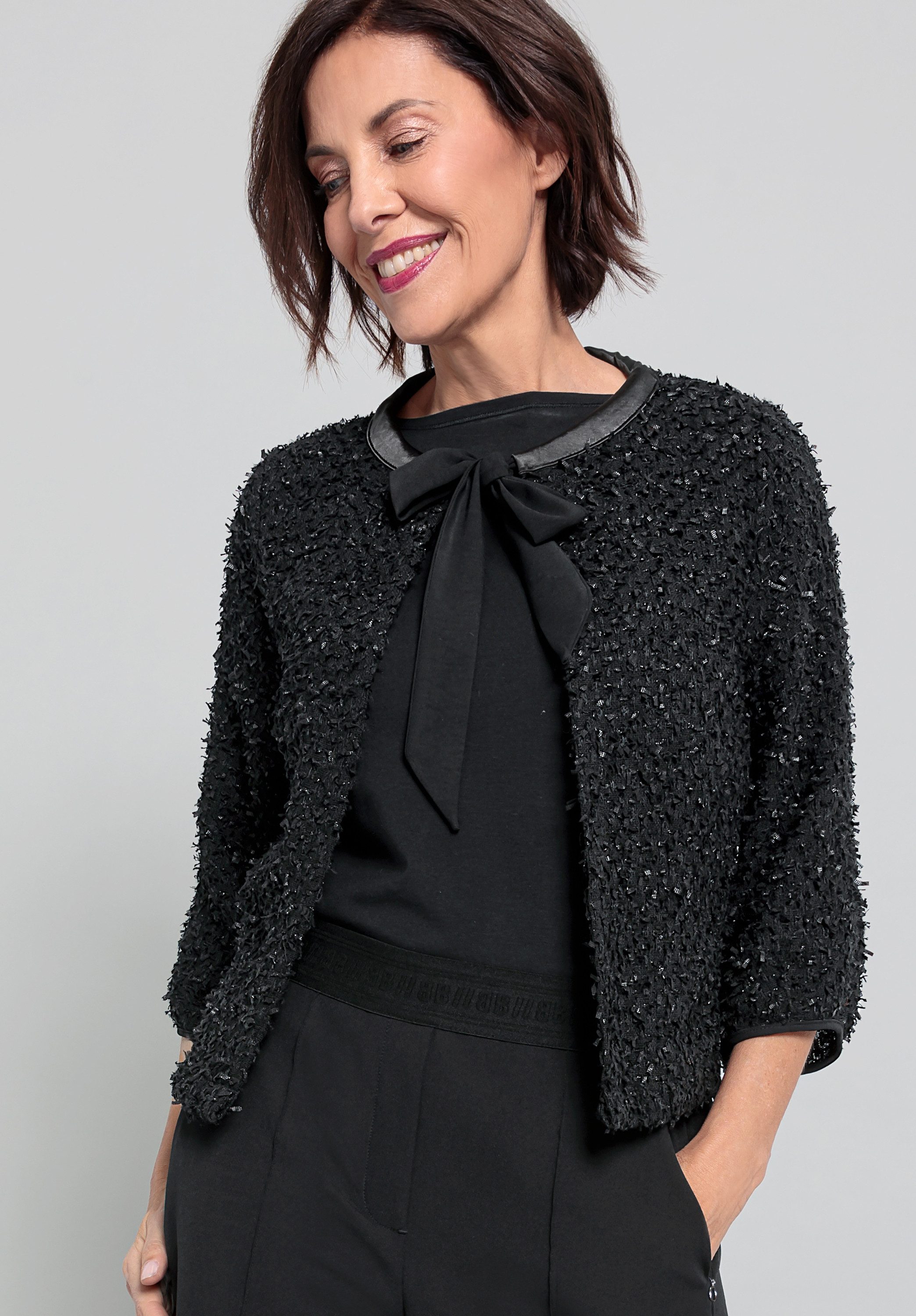bianca Jackenblazer THEA aus Fancy-Bändchengarn in edlem 'Black'