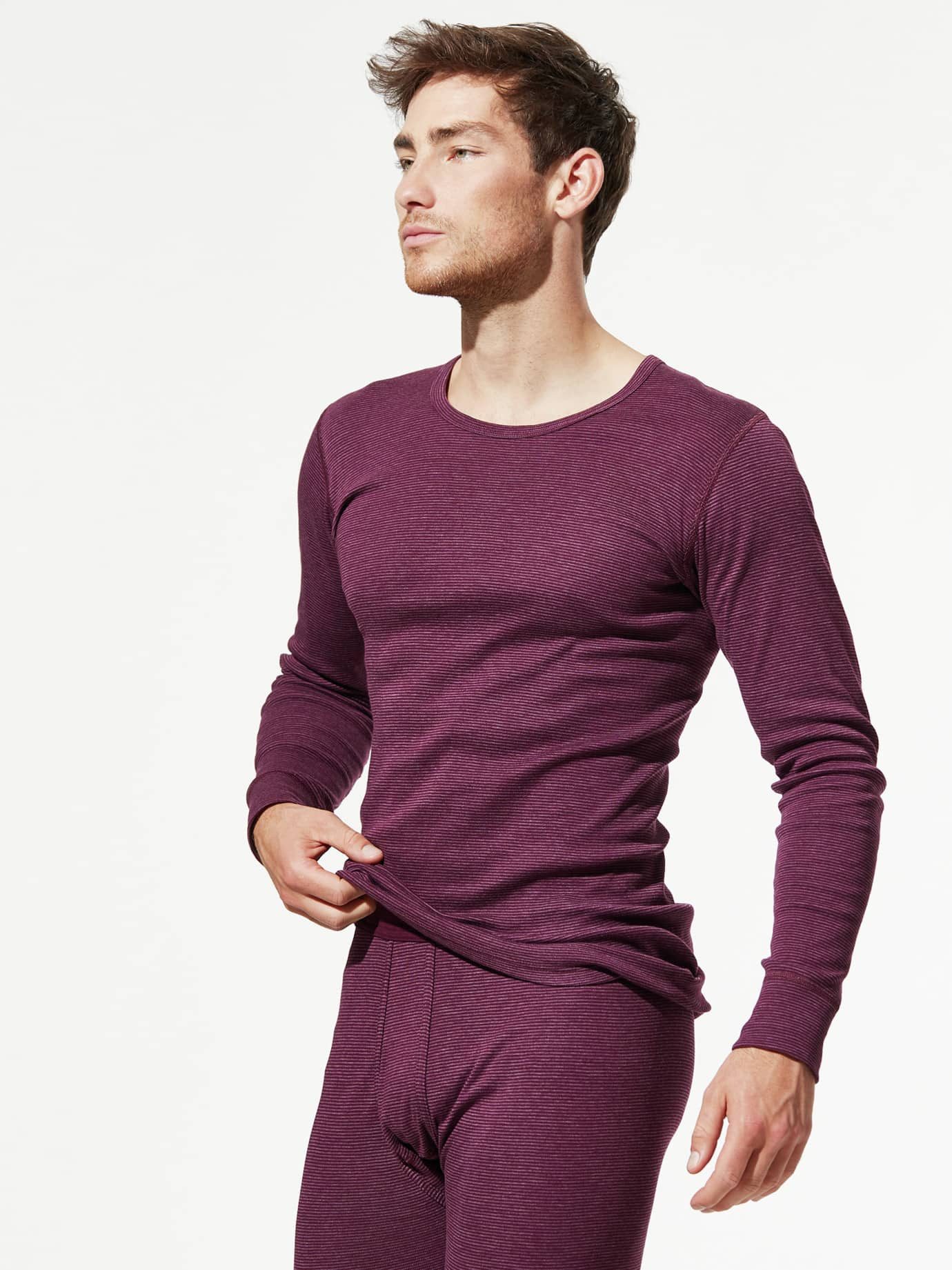 Walbusch Langarmshirt Herren Thermo-Langarmshirt 2er-Pack Rundhals Baumwollmix warm Innen angeraut, wärmend, waschmaschinenfest, Thermounterwäsche